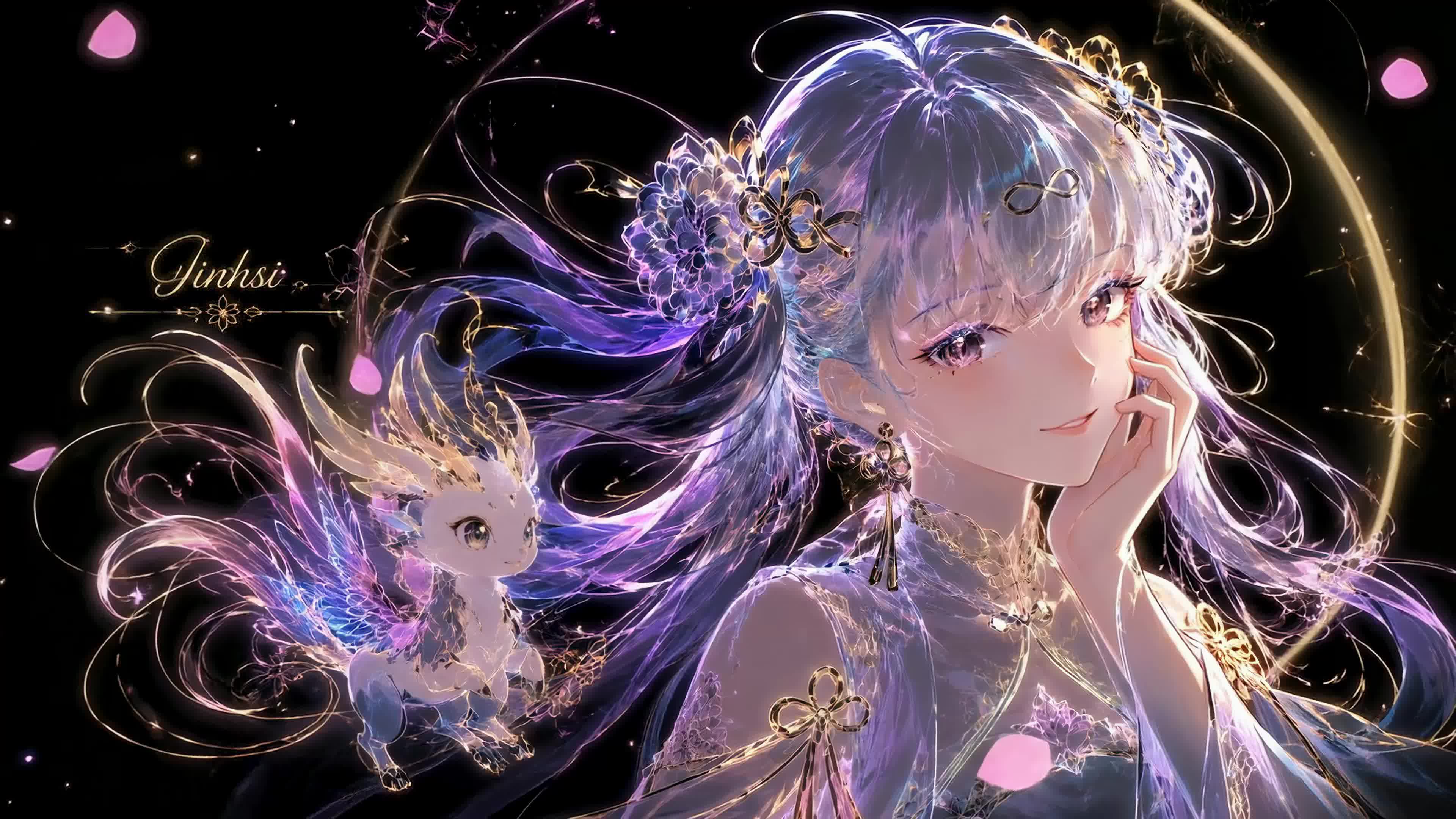 流光紫发少女与灵宠