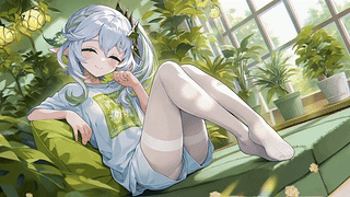 绿意窗边的精灵少女
