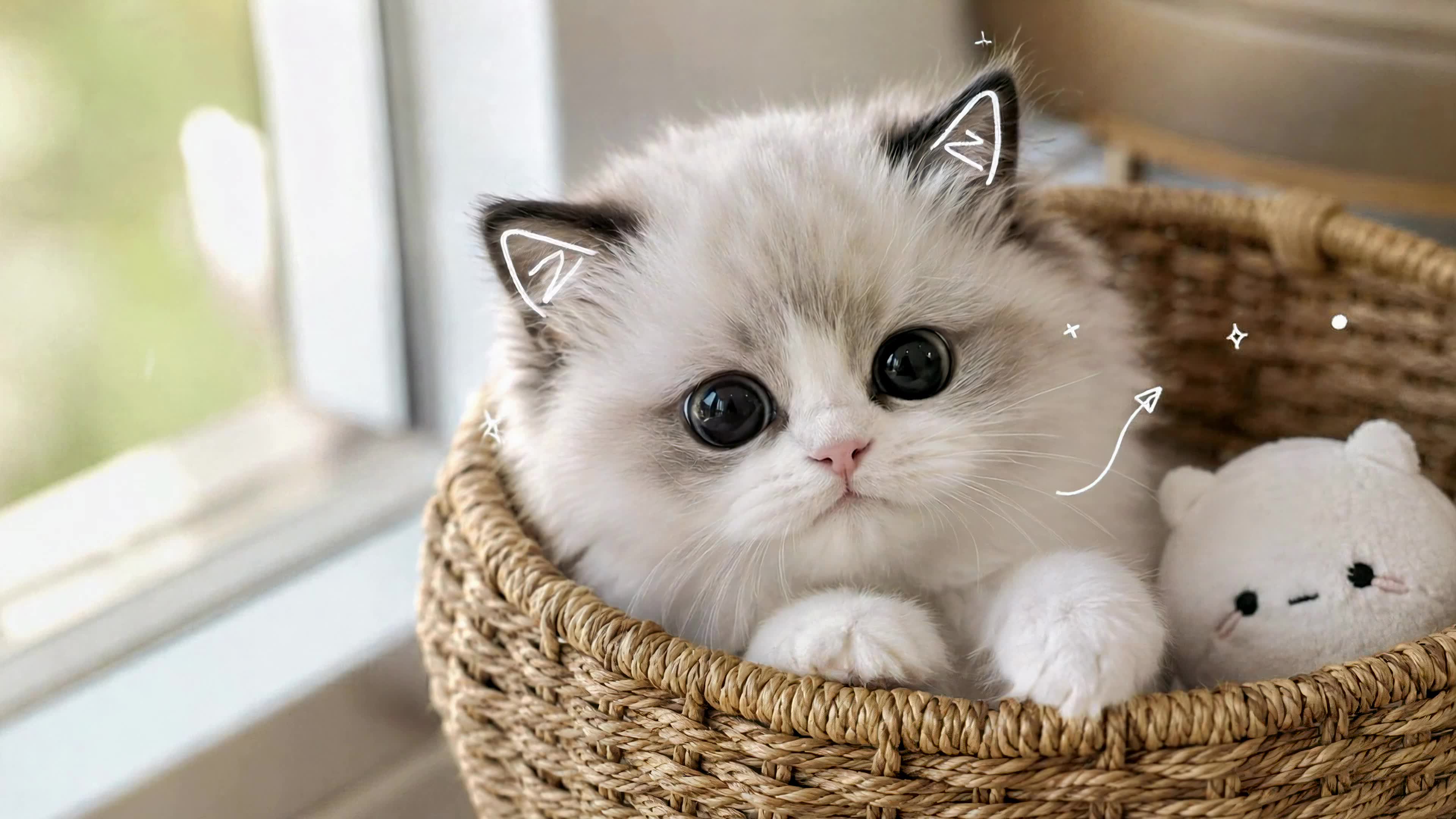 篮子里的软萌小奶猫