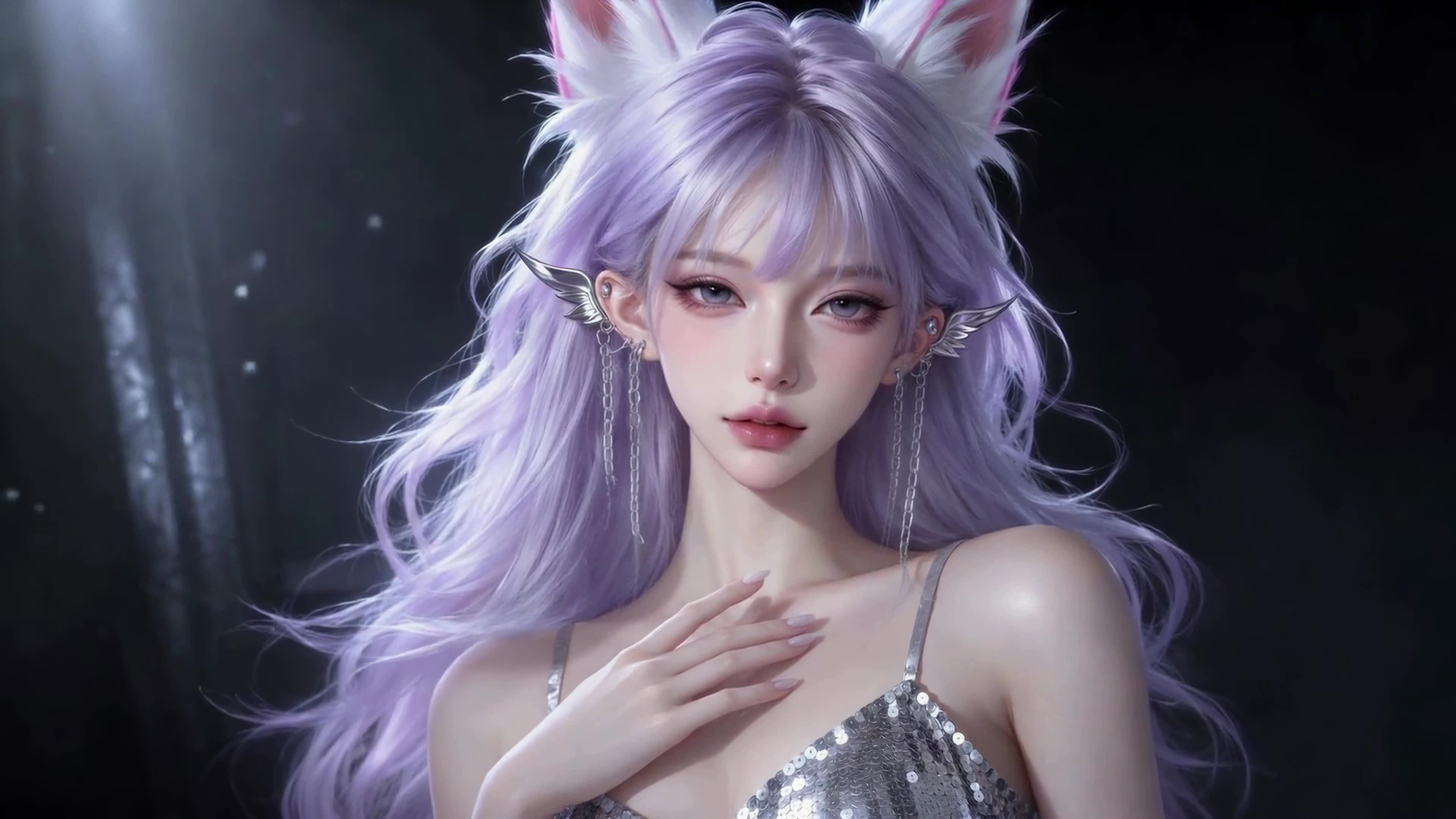 紫发狐耳氛围感少女