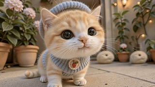 庭院可爱奶橘小猫