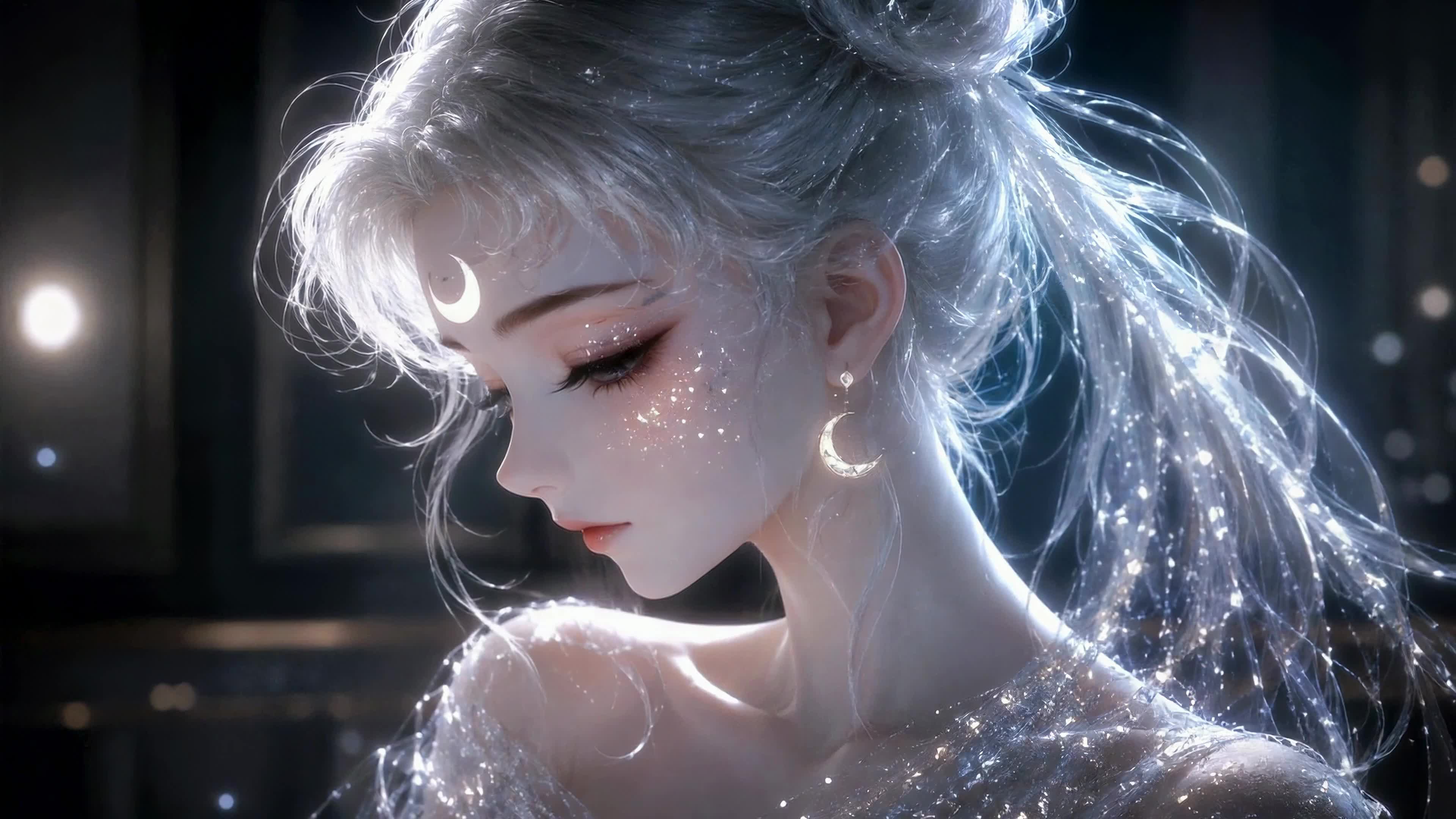 清冷银月少女