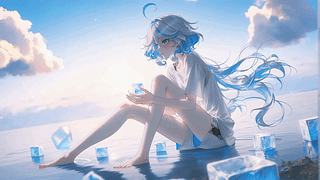 浅滩蓝发少女
