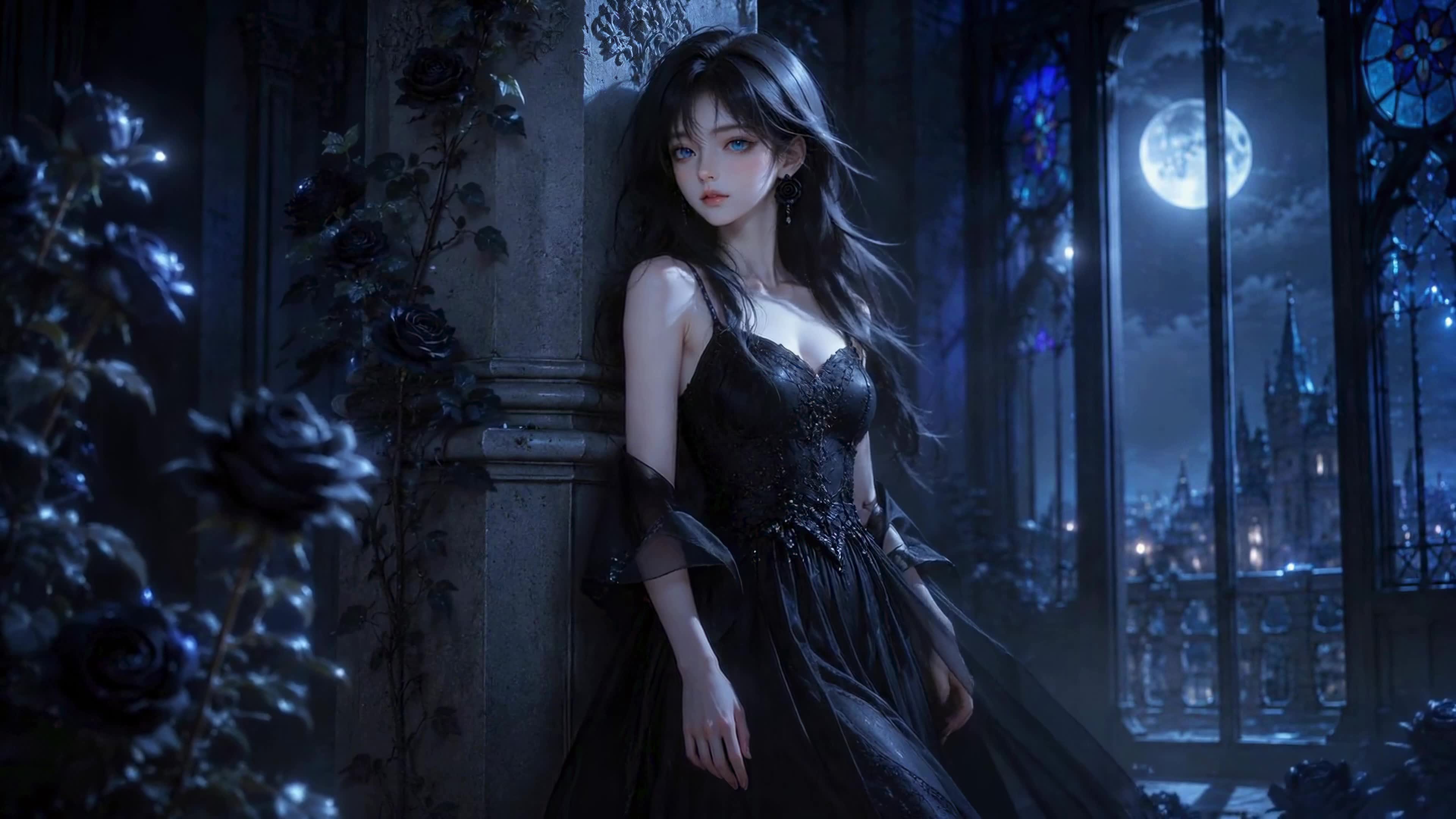 月夜古堡黑玫瑰少女