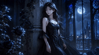 月夜古堡黑玫瑰少女
