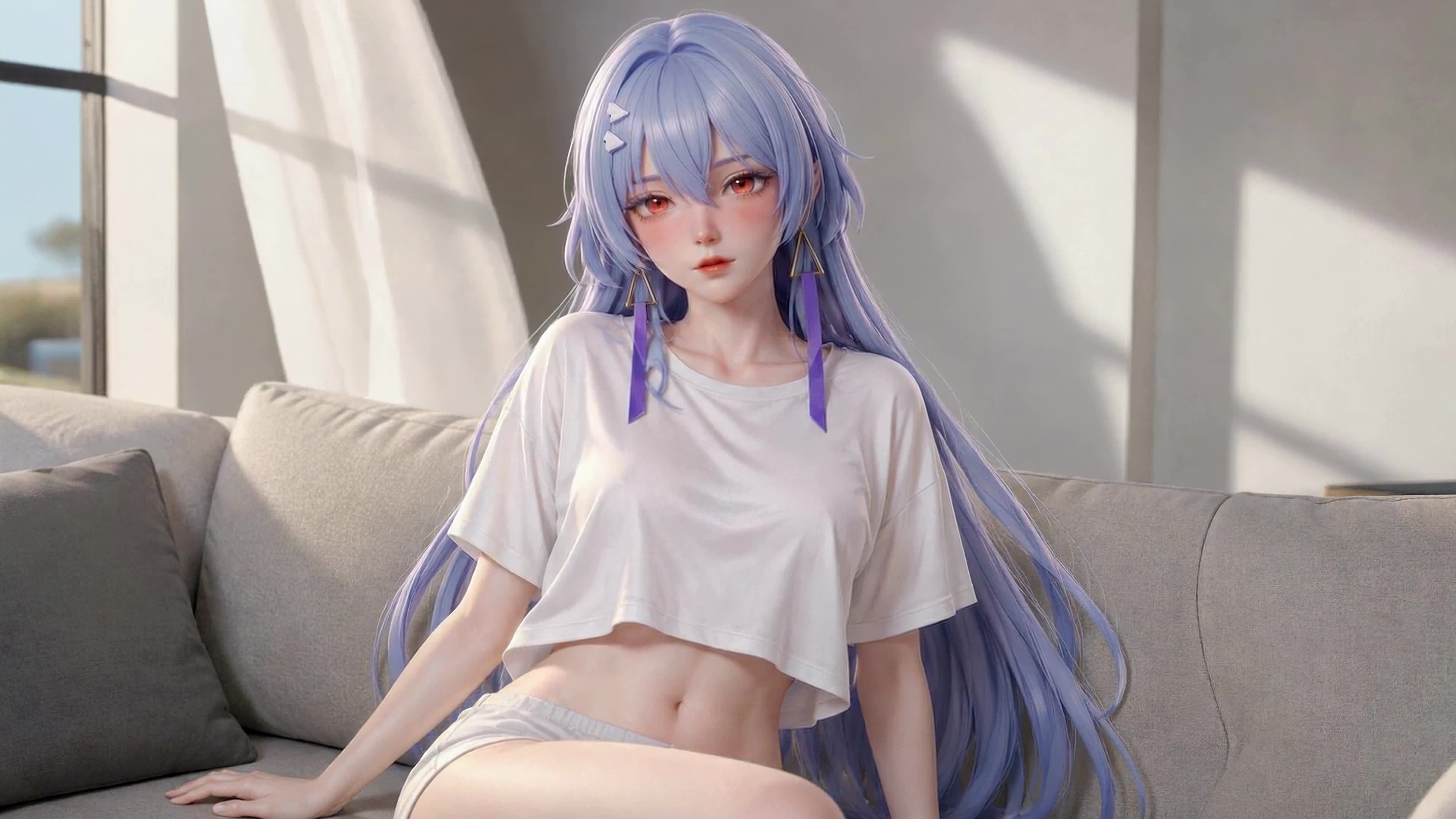 紫发居家少女