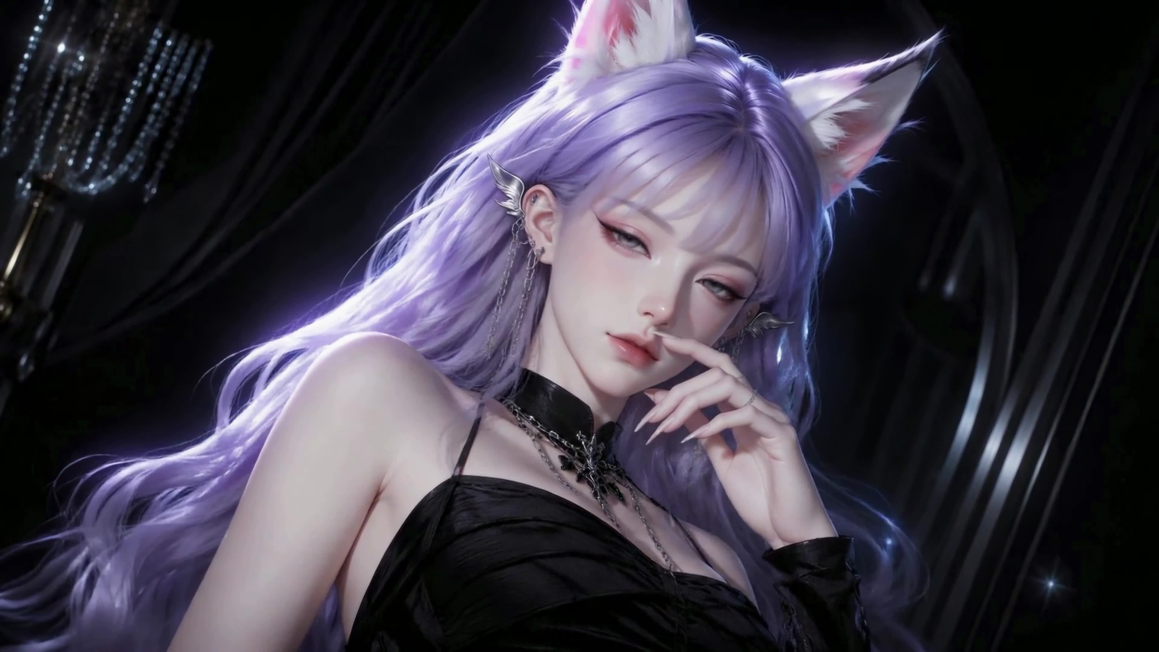 紫发猫耳少女