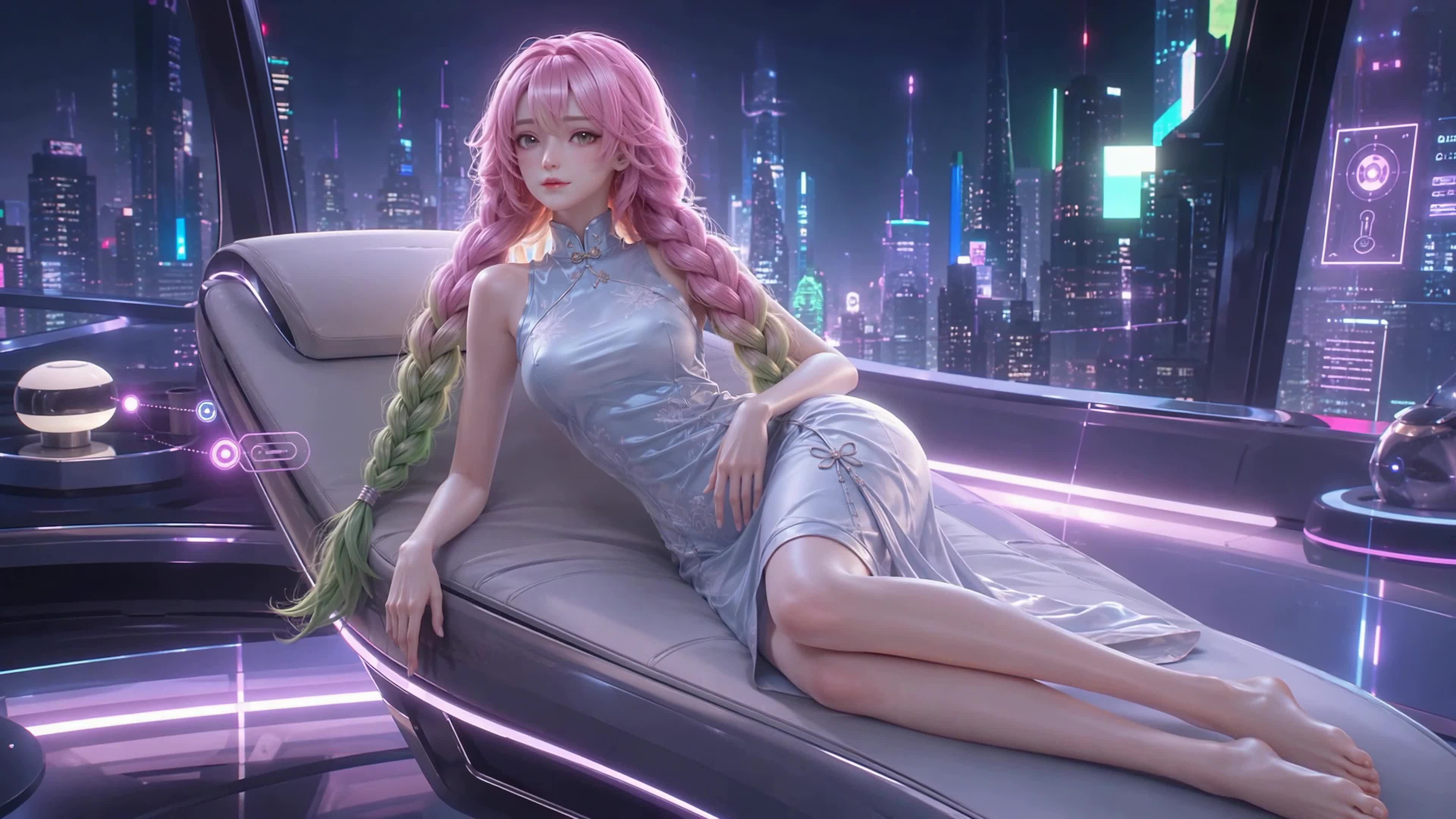 赛博都市旗袍少女