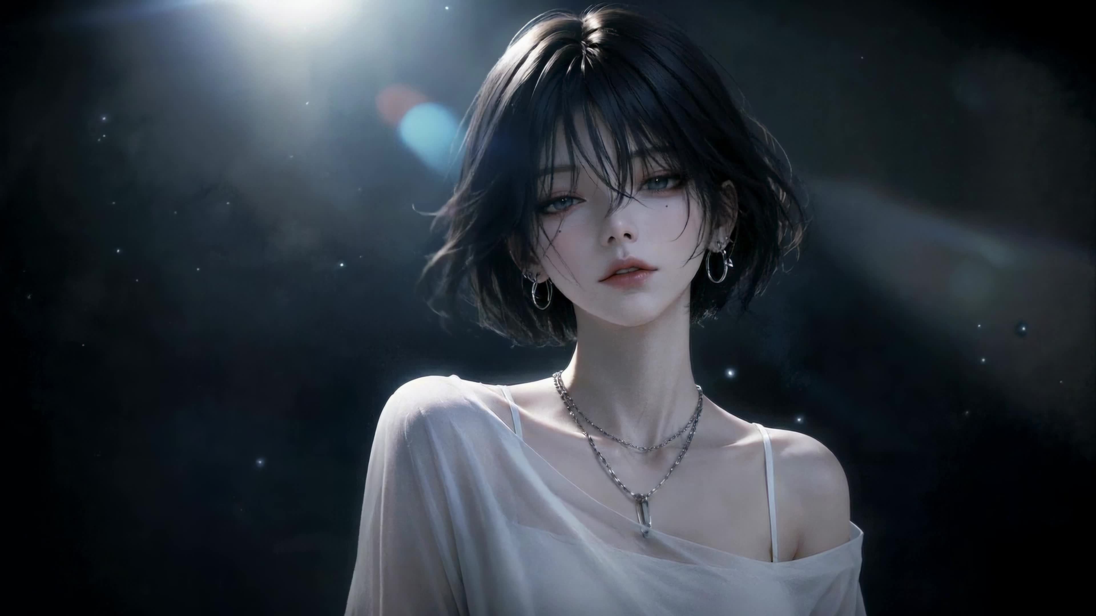 暗调氛围感短发少女
