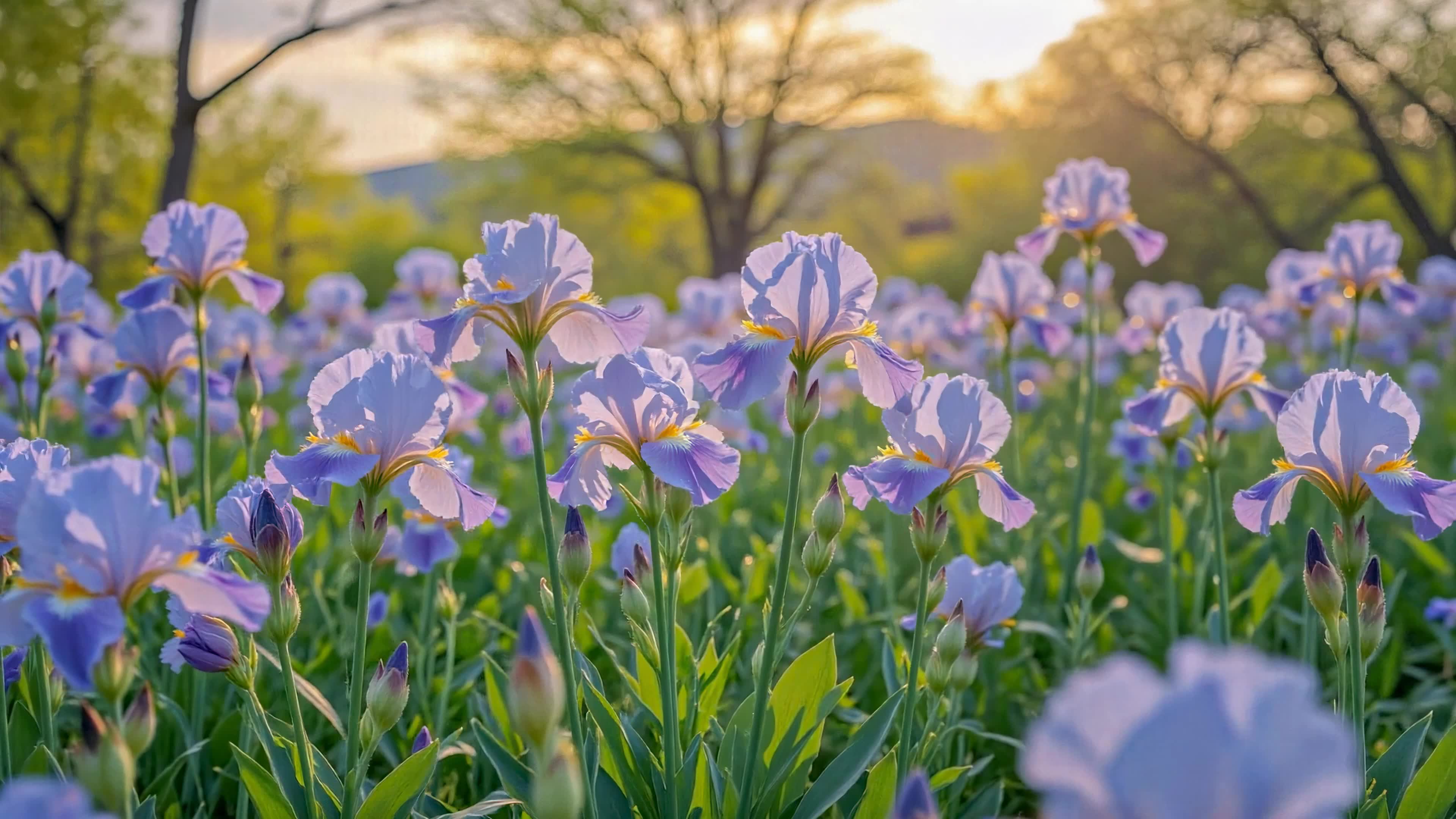 夕照鸢尾花田