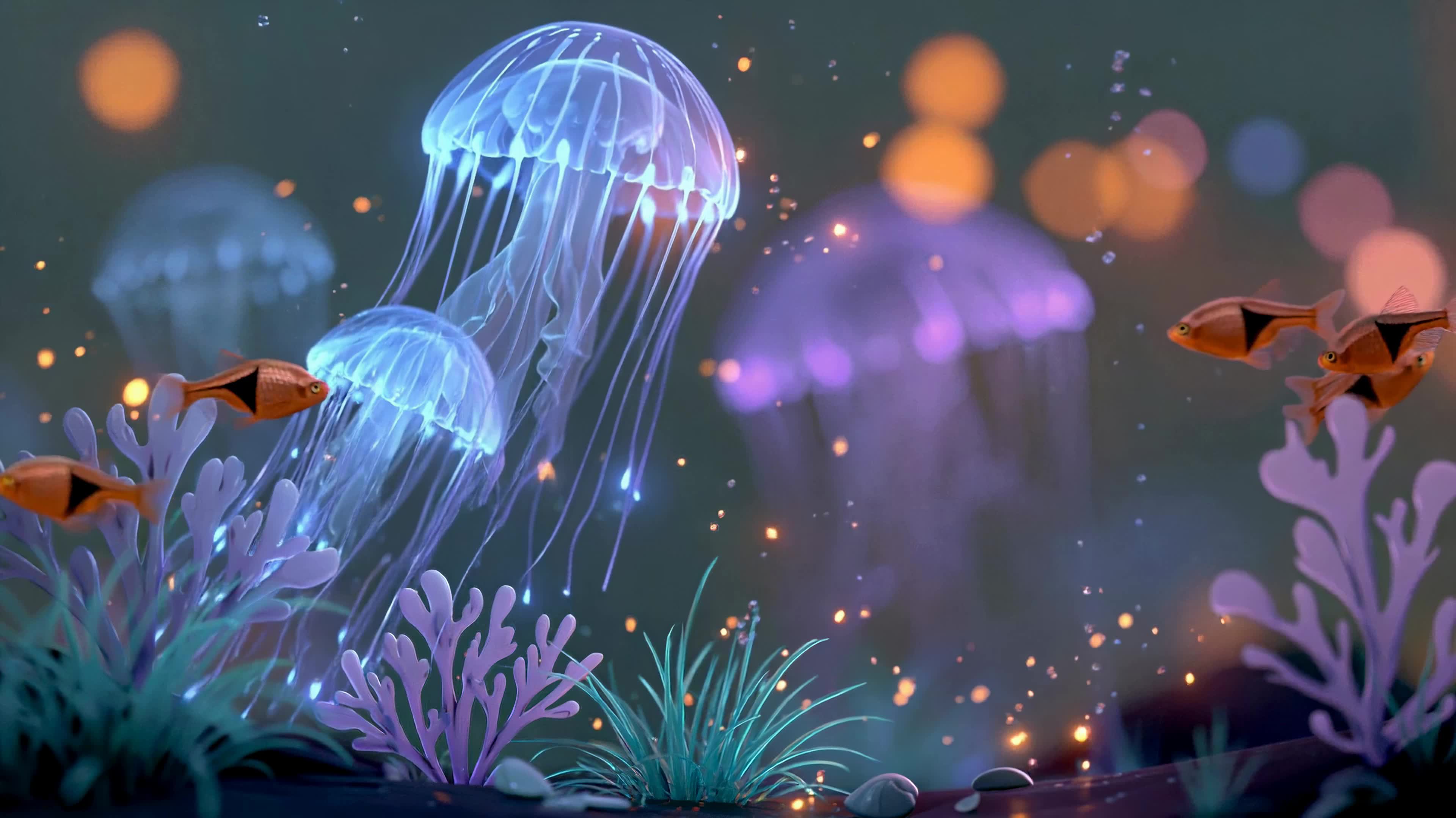 深海幽光水母群
