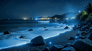 星空下的荧光海滩