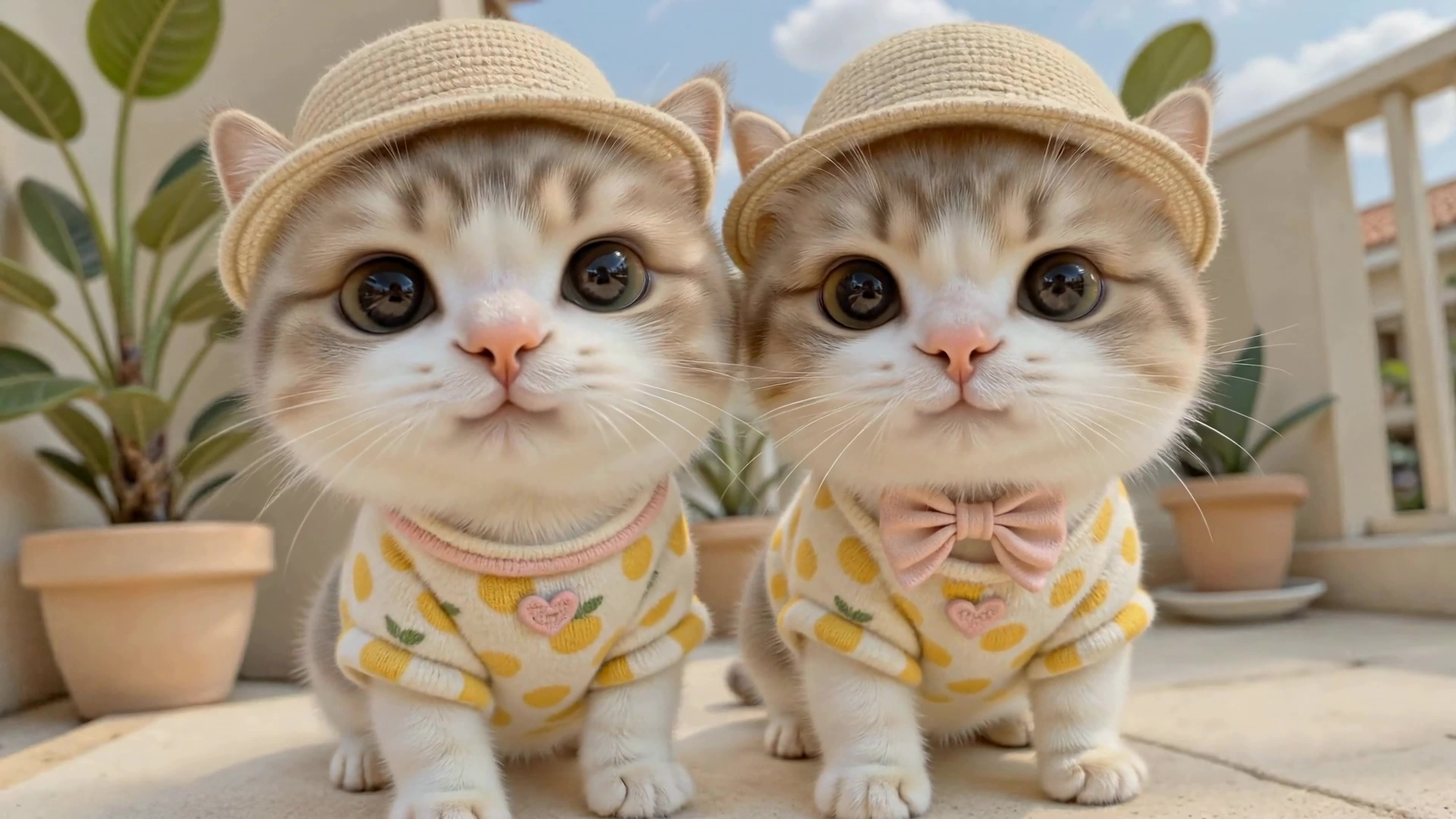 阳台上的两只软萌小猫