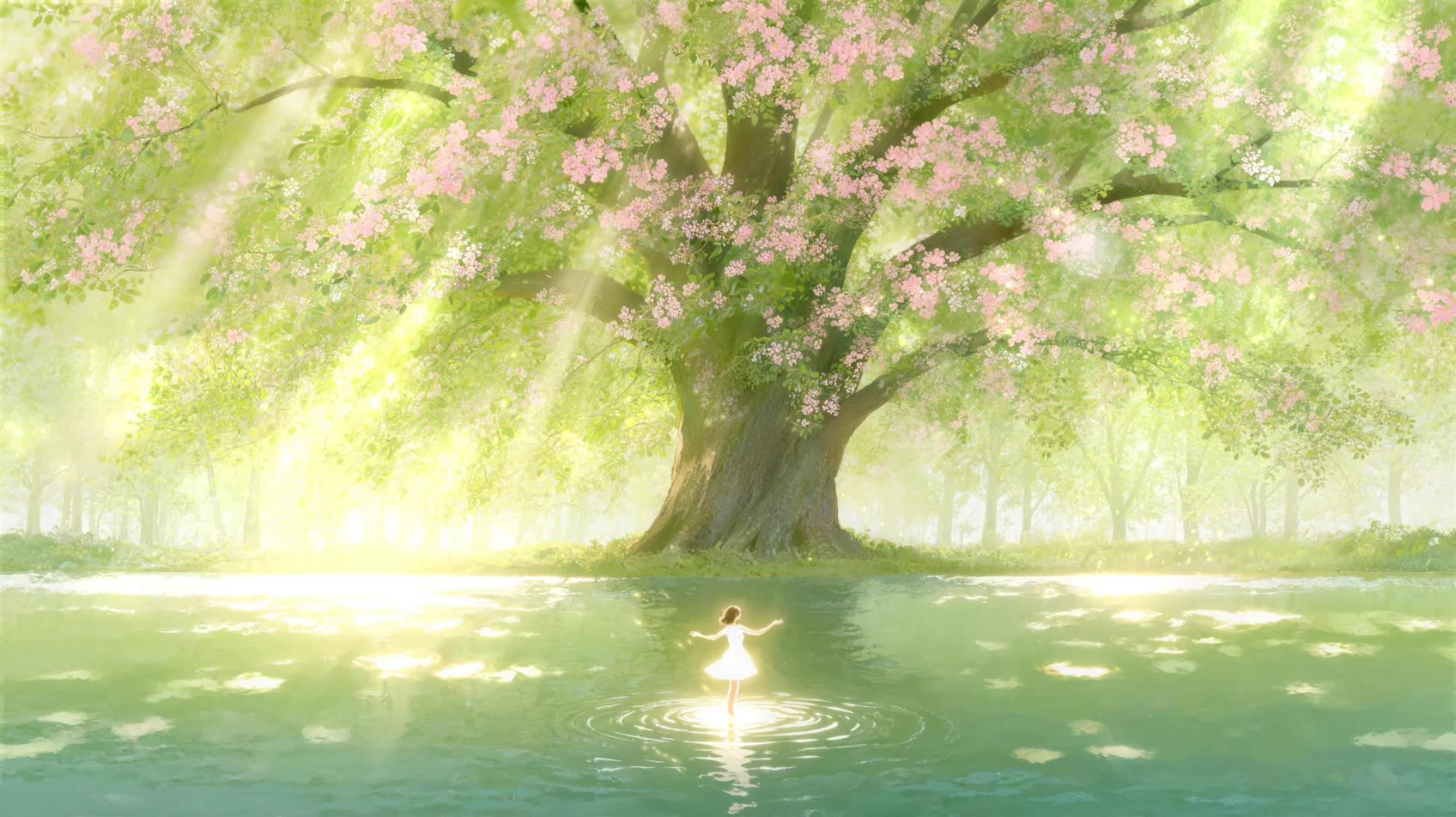 春日湖畔大树少女