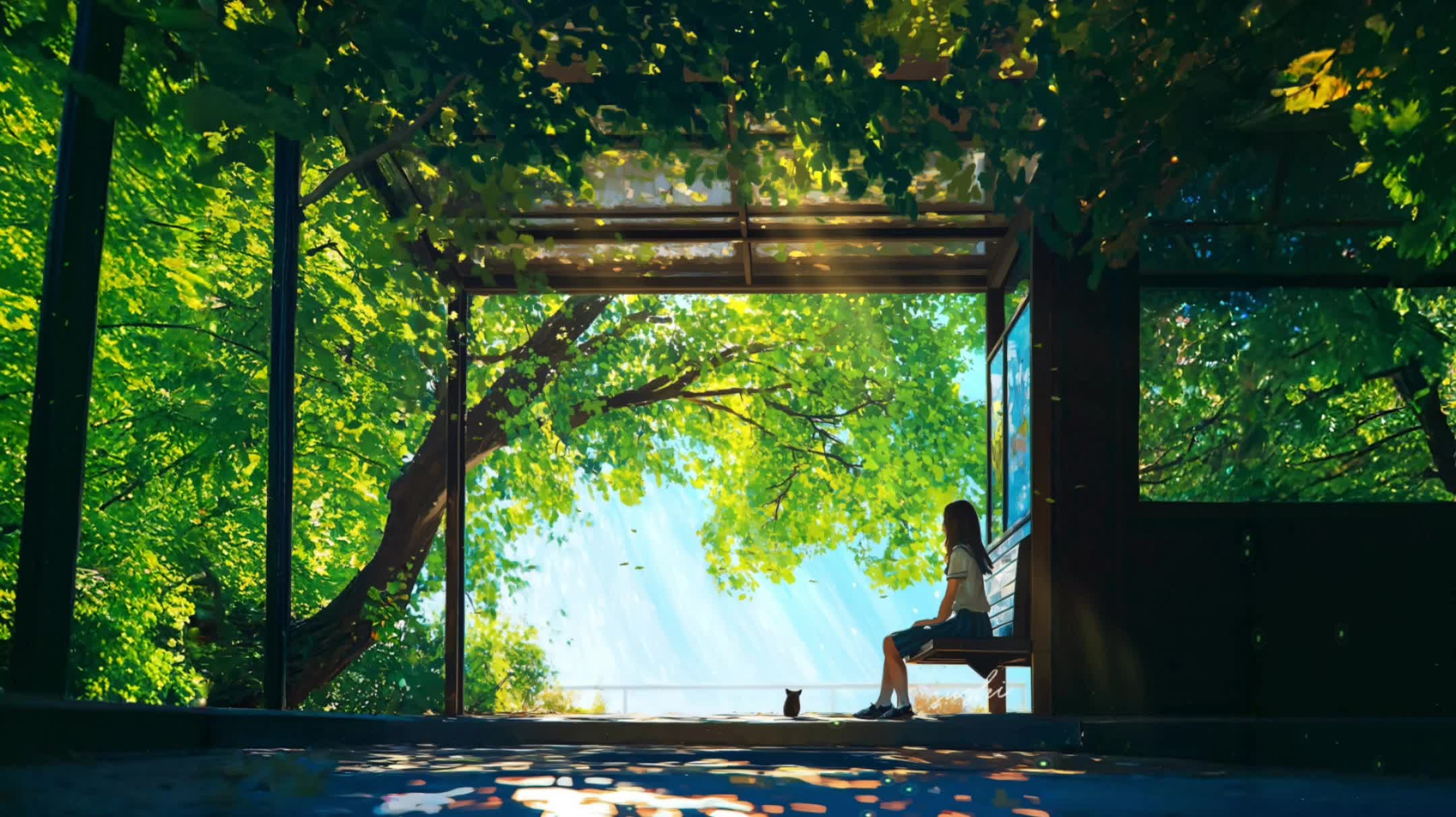 夏日绿荫门廊