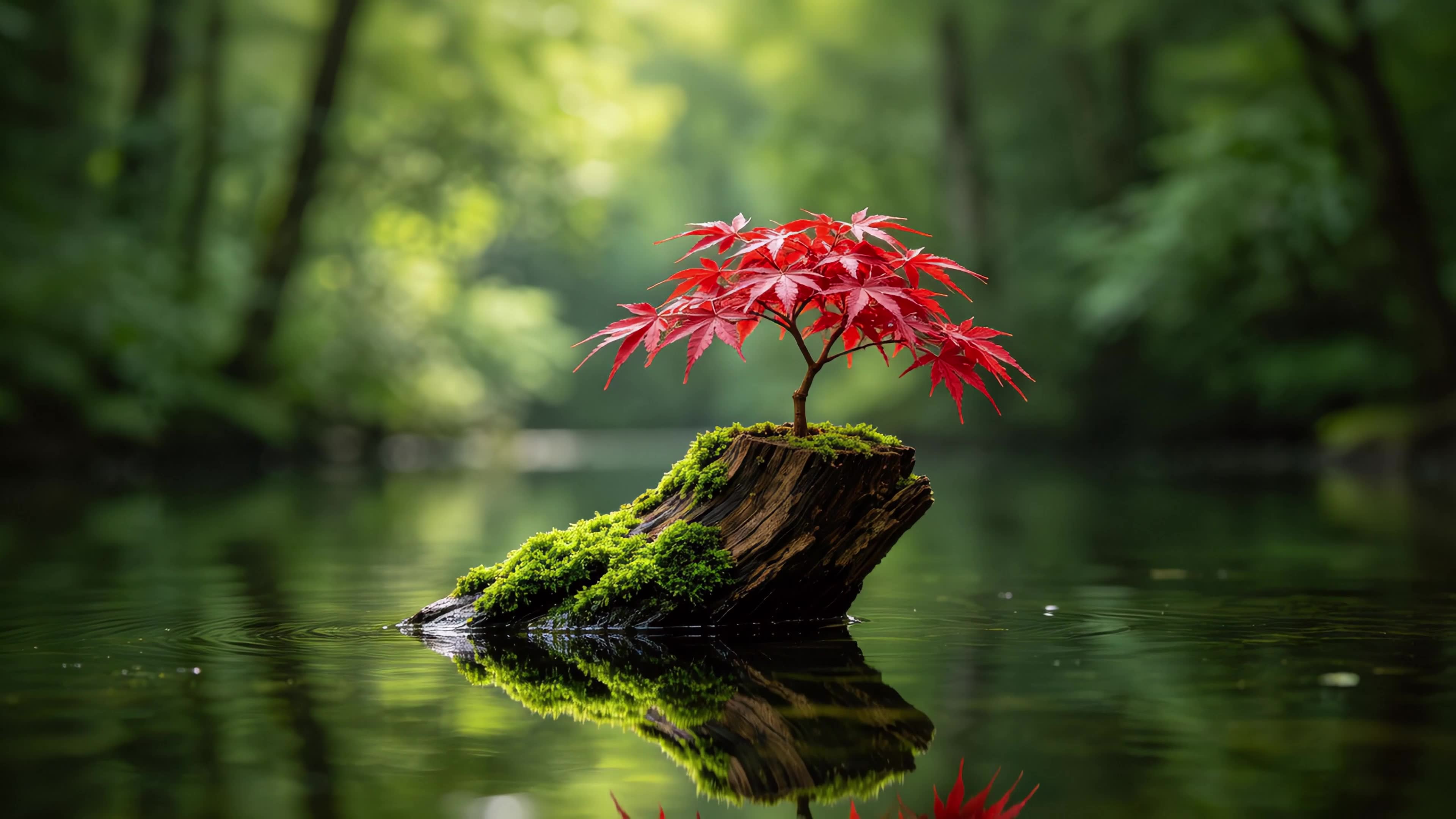 红枫静湖