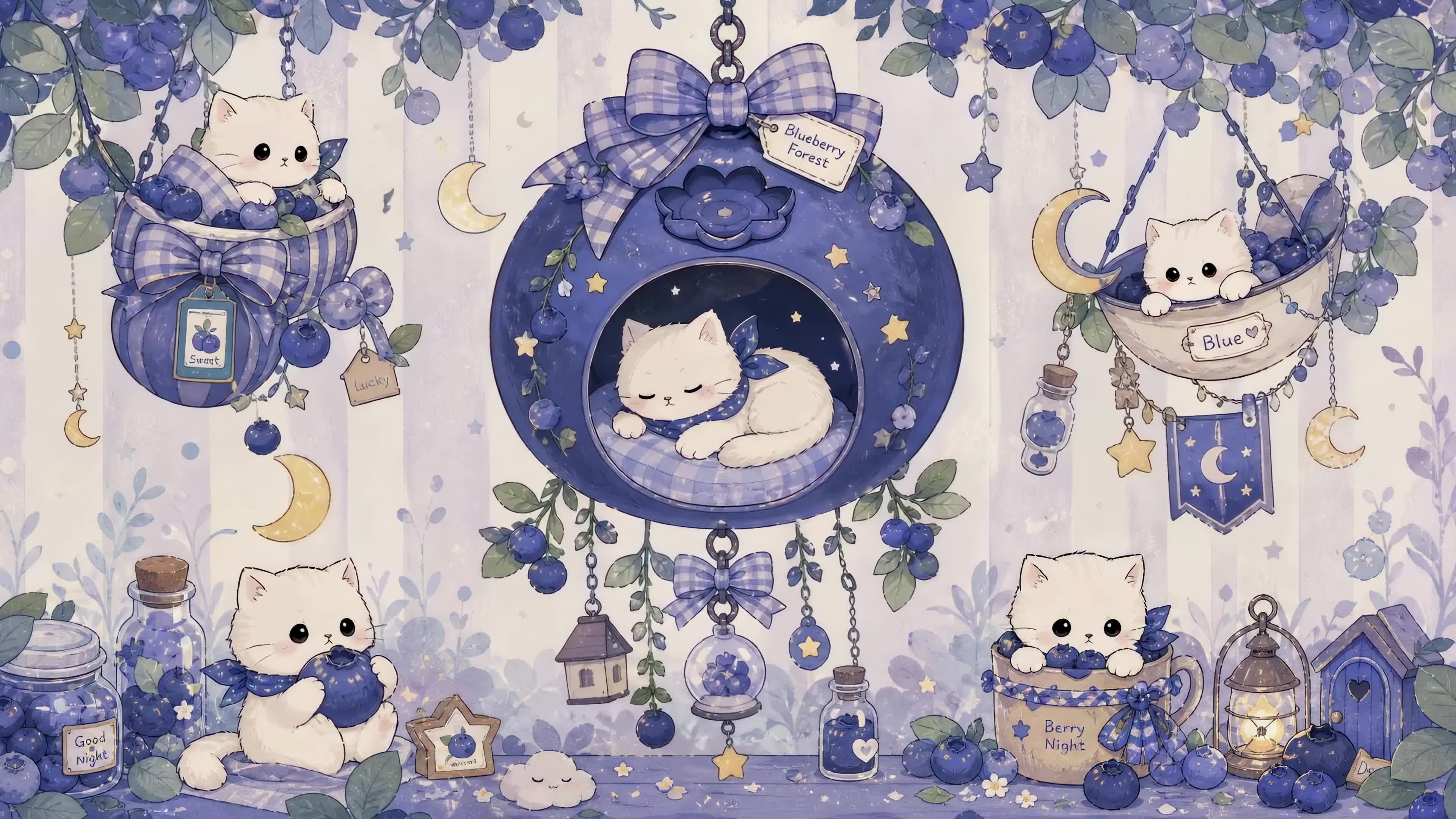 可爱蓝莓猫咪