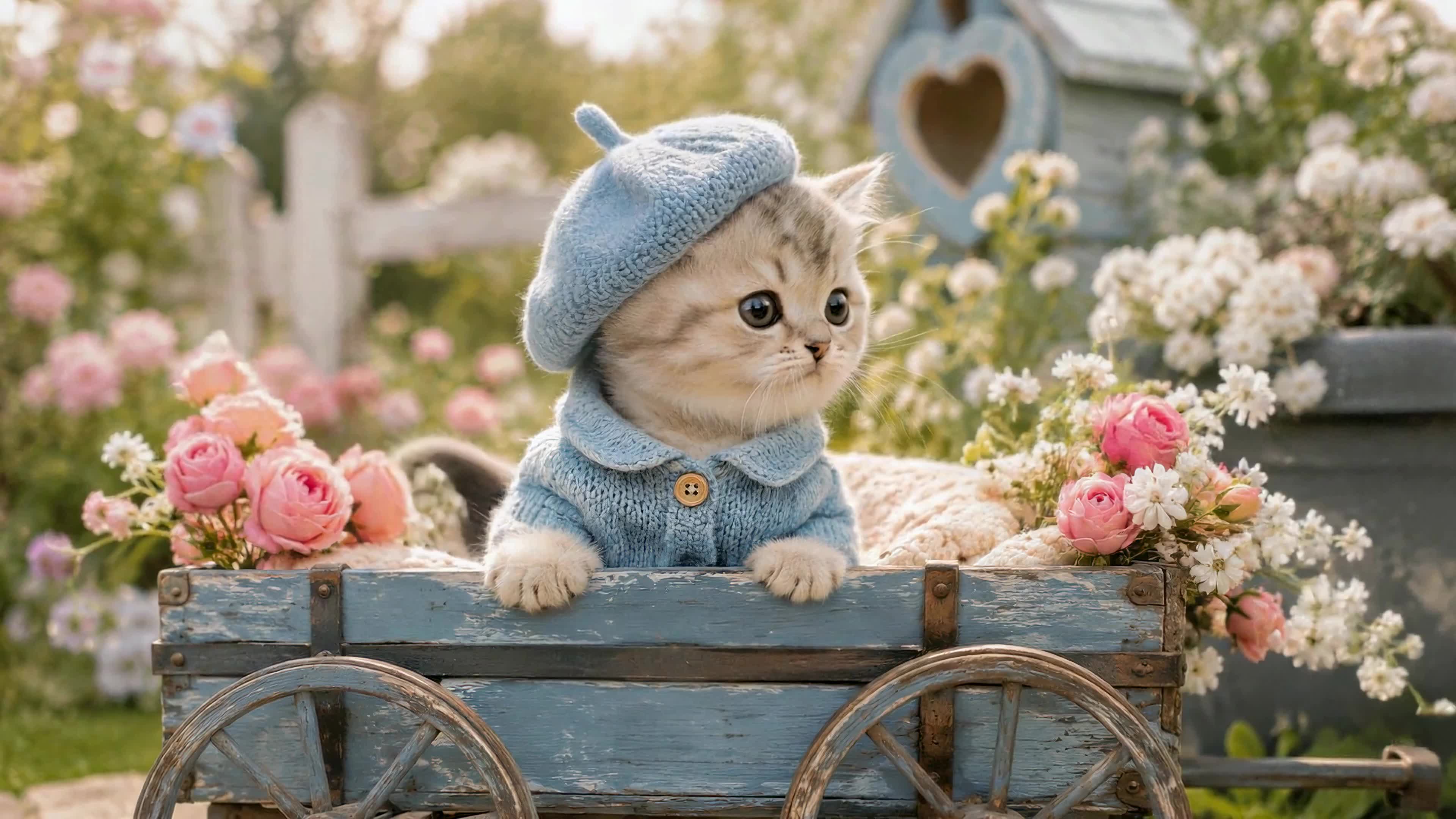 花车中的软萌小猫咪