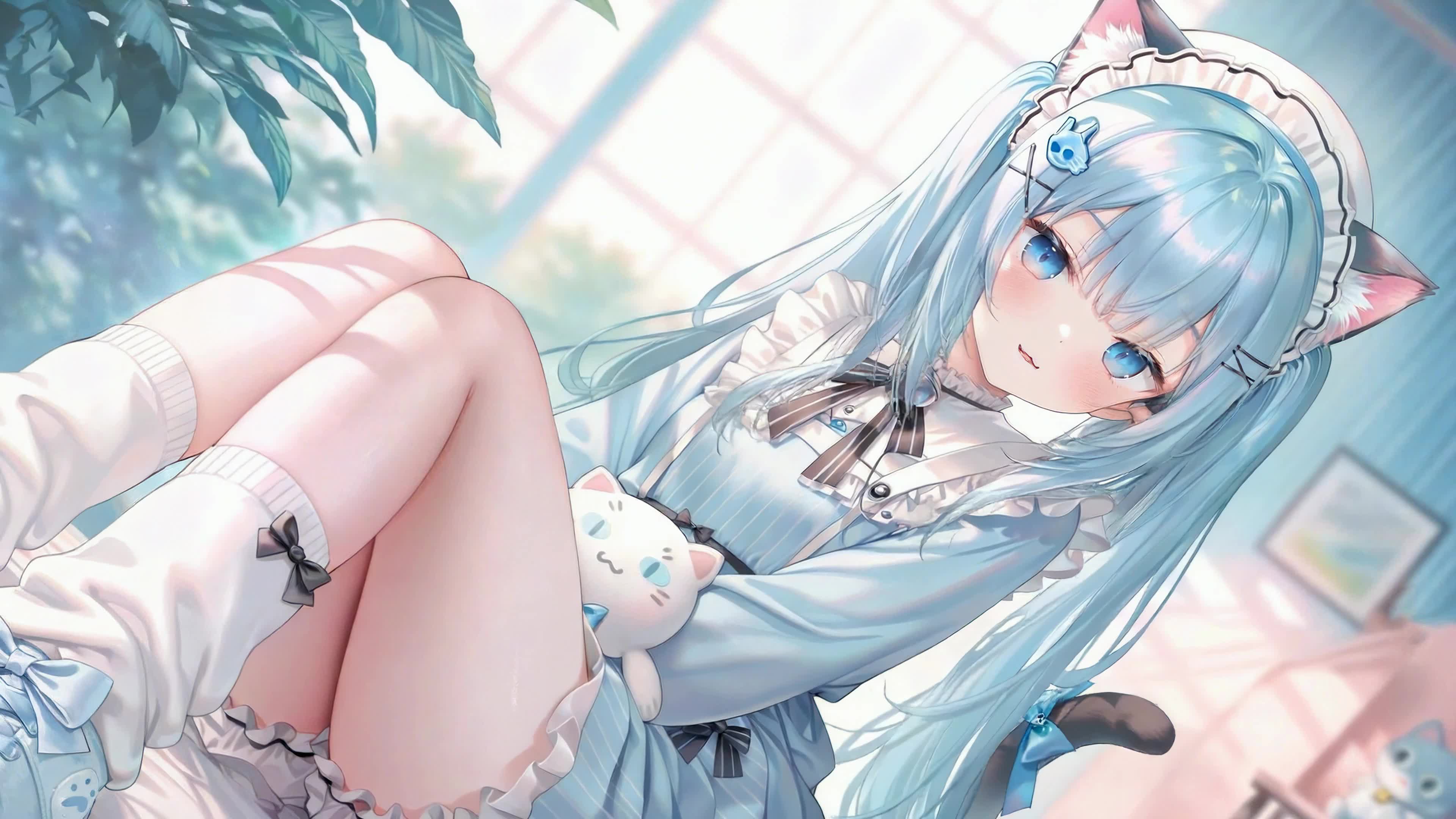 浅蓝猫耳软萌少女