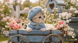 花车中的软萌小猫咪