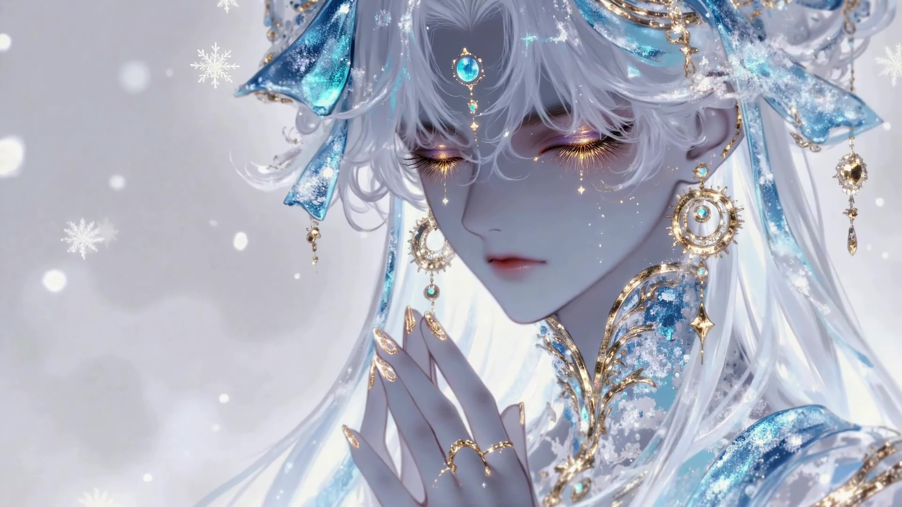 冰雪祈愿银发少女