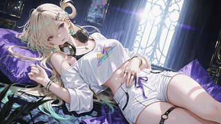 慵懒休闲的金发少女