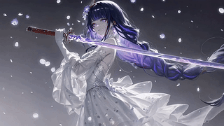 紫发纱裙持刀少女