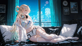窗边休憩的金发少女
