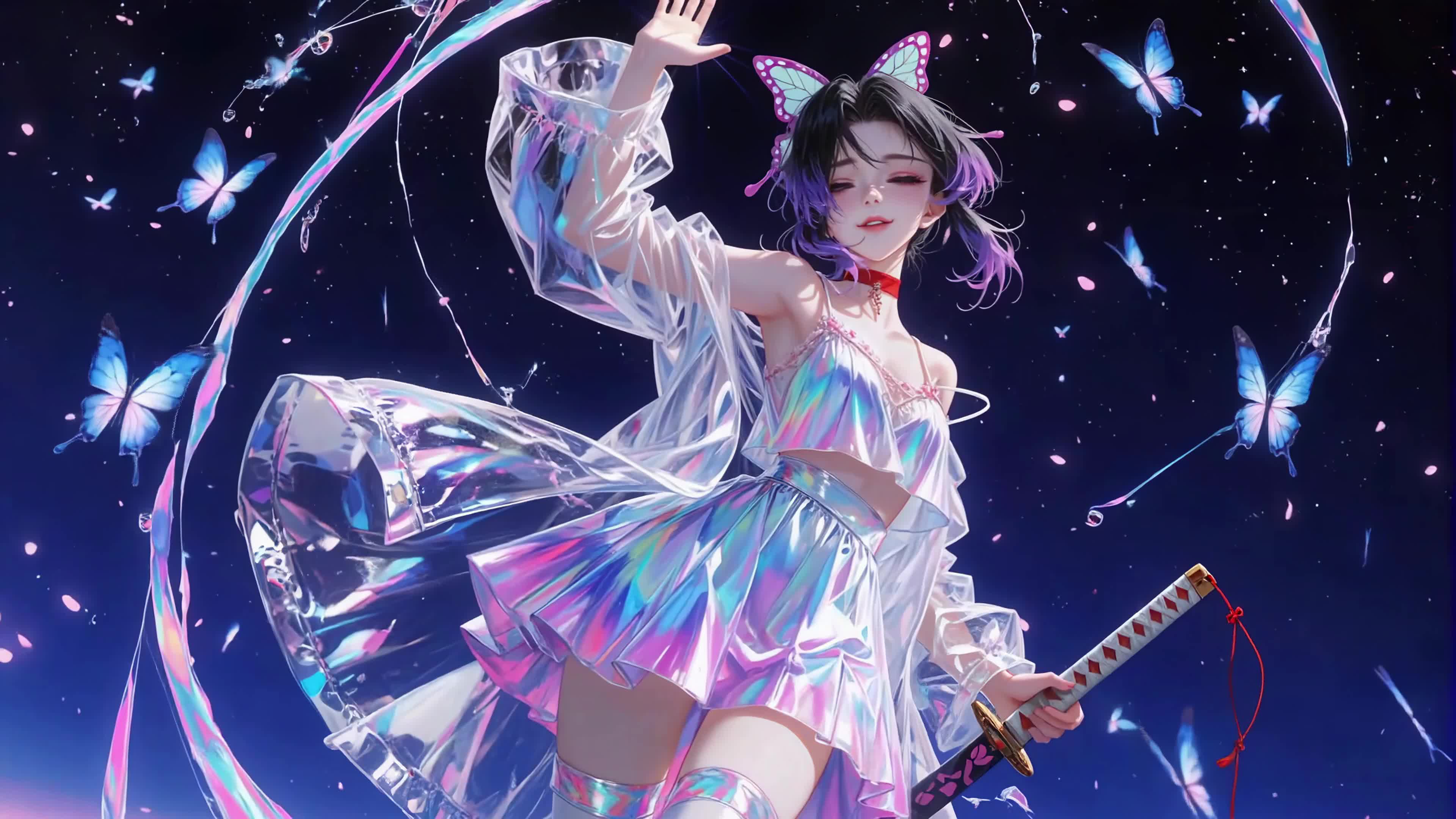 蝶影幻光持刀少女
