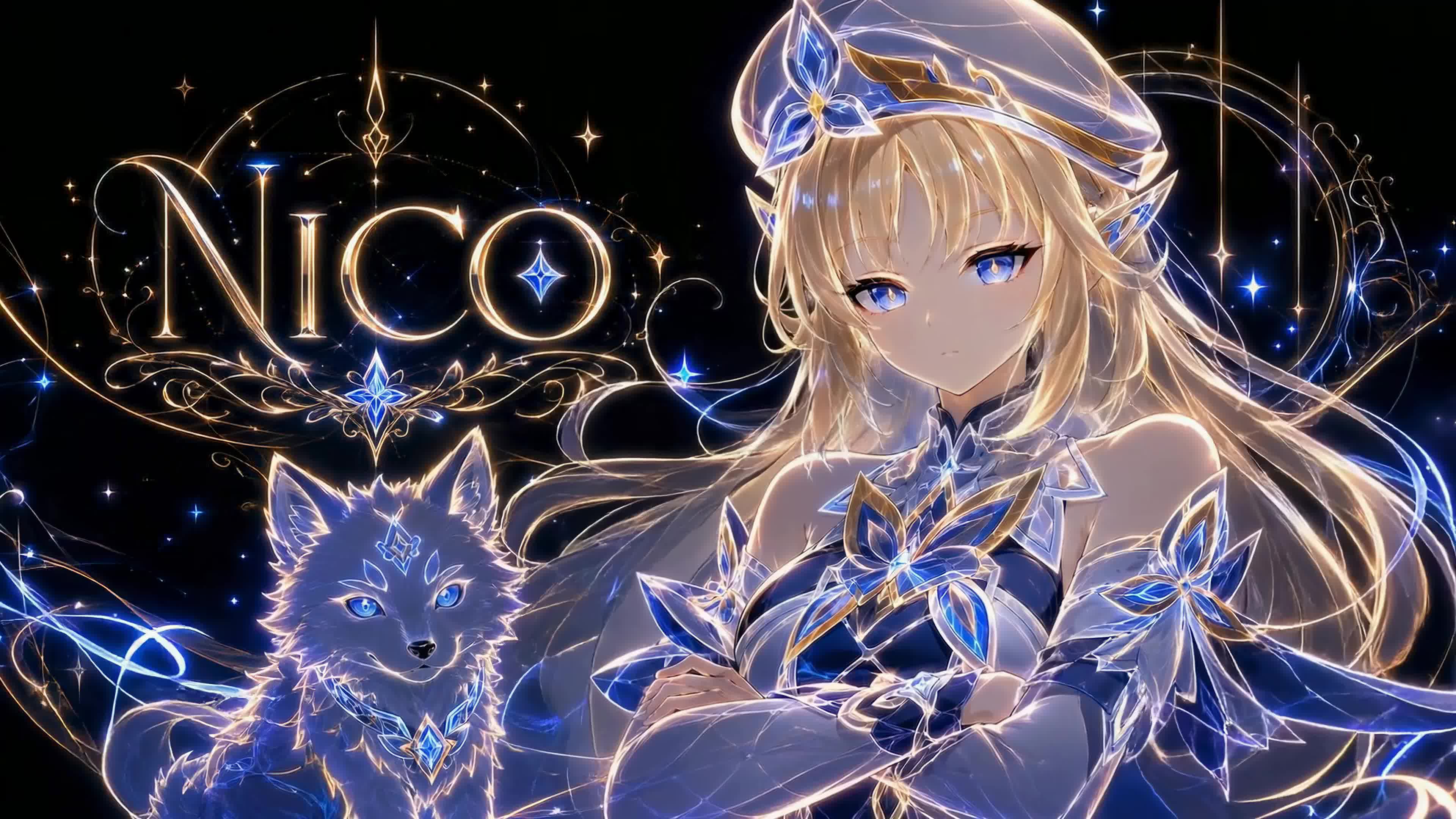 流光晶蓝少女与灵狼