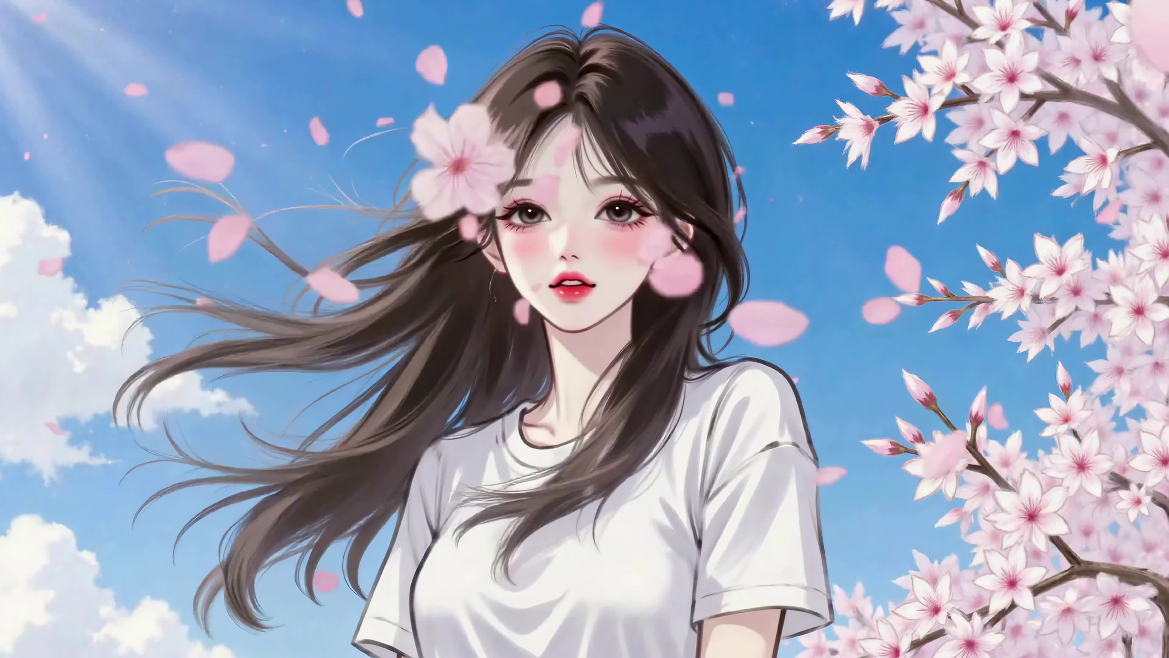 樱花下的微风少女