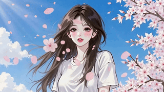 樱花下的微风少女