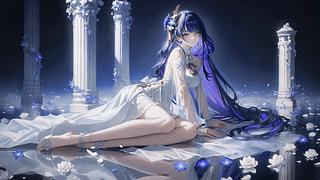 紫发白衣静谧花境少女