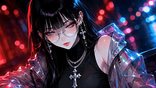 霓虹酷飒黑发少女