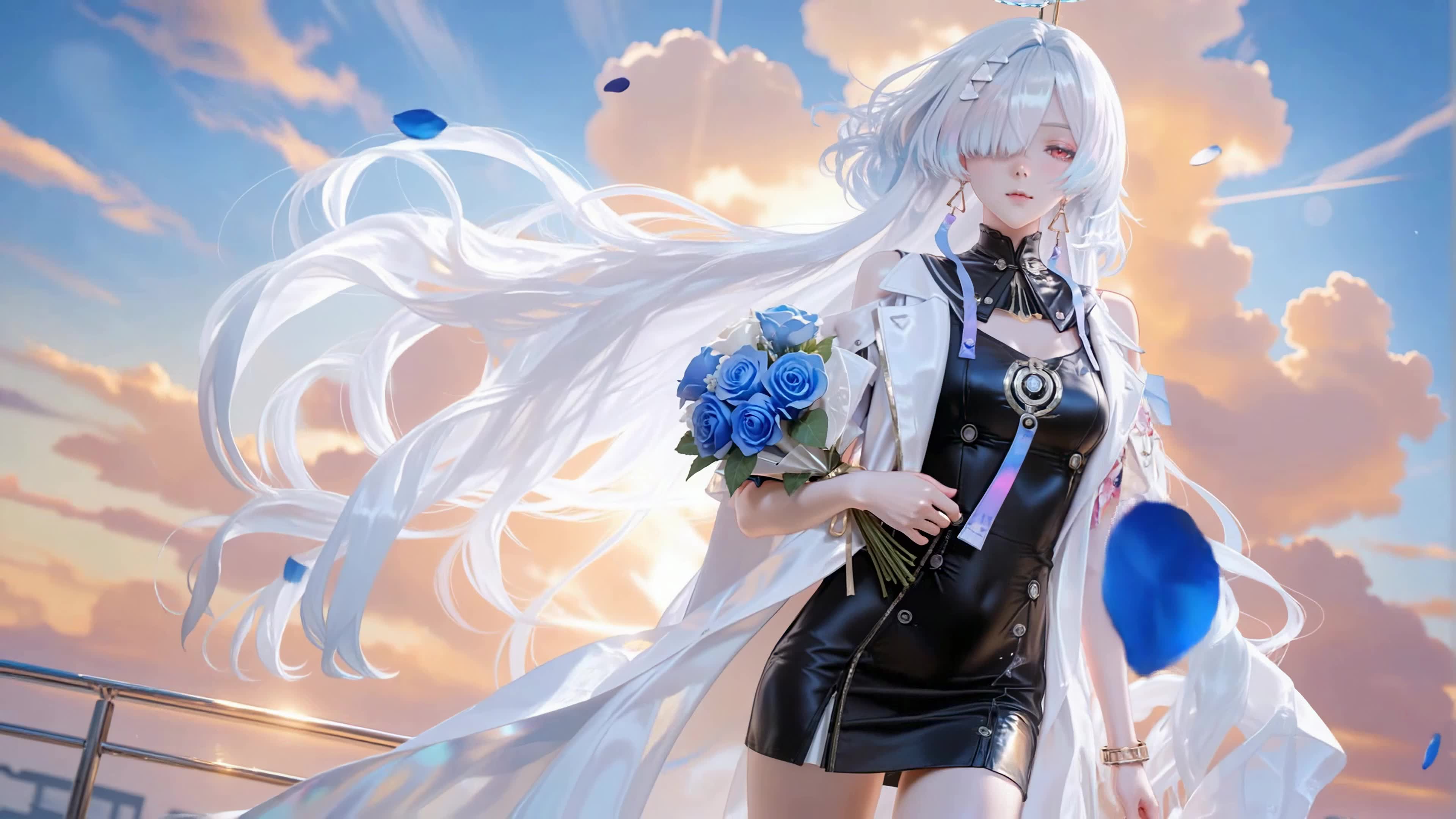 银发少女与蓝玫瑰