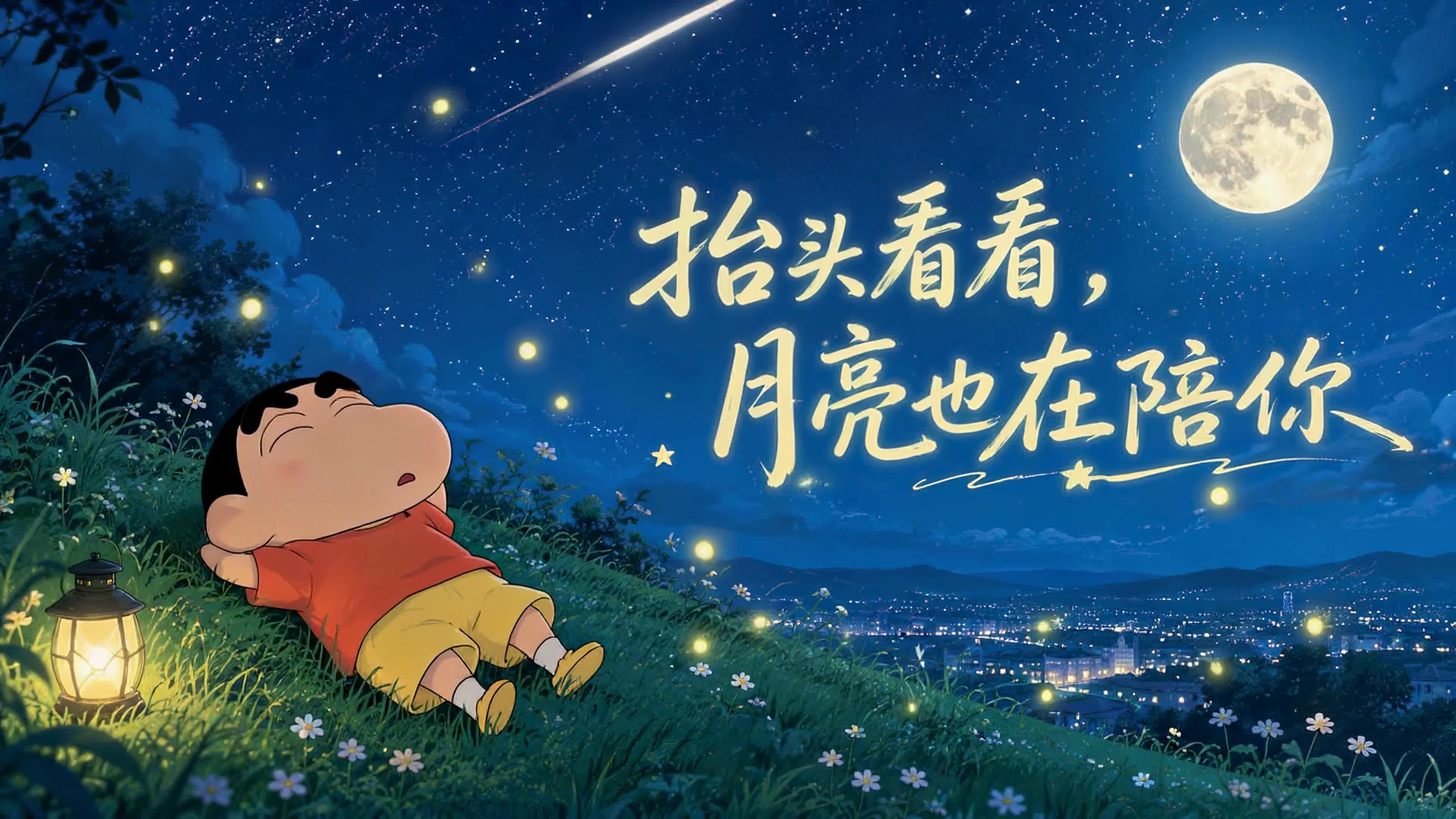 抬头看看月亮也在陪你
