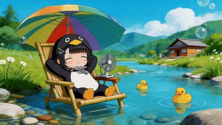 夏日溪边悠闲纳凉
