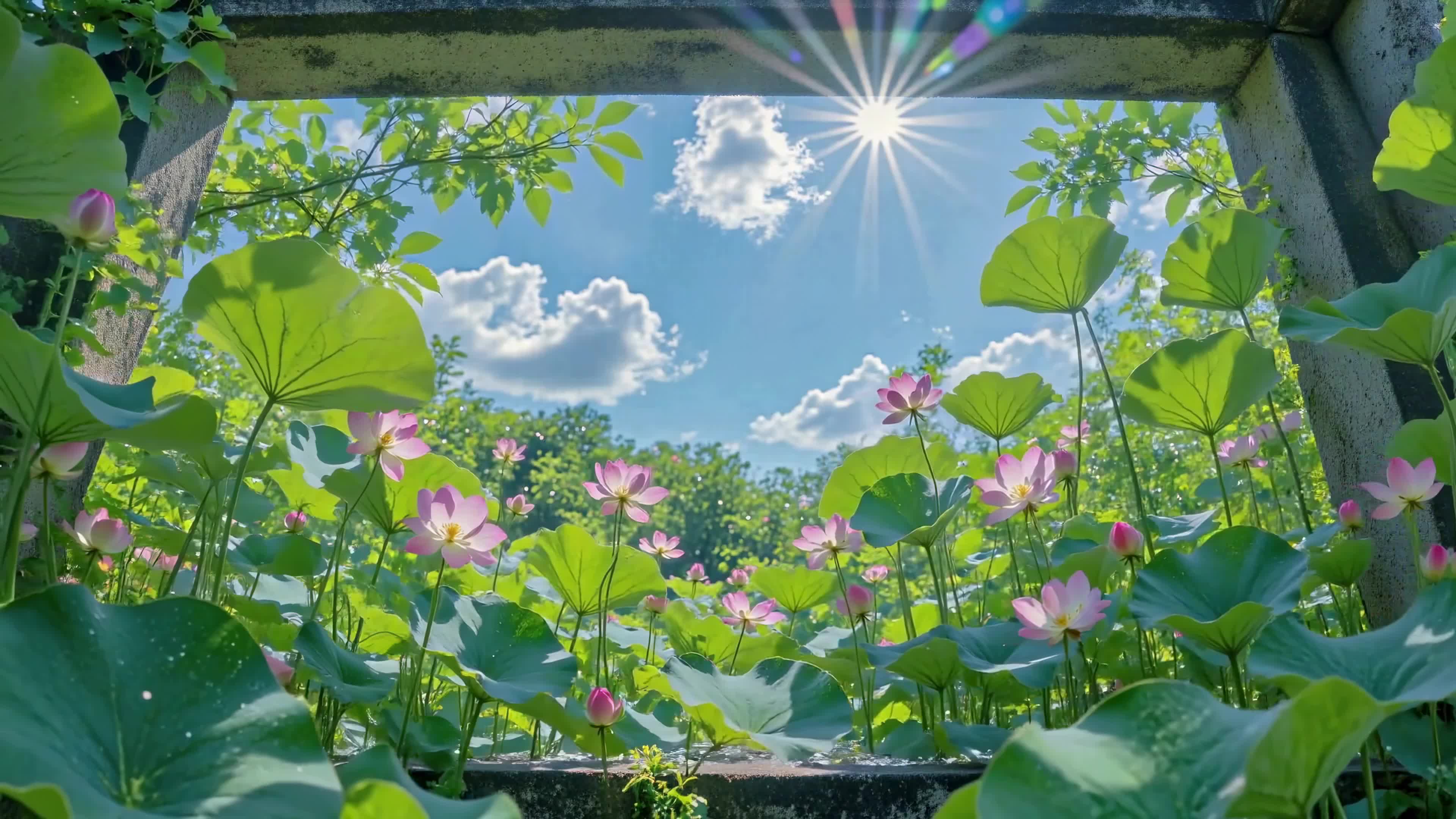 夏日晴光荷塘
