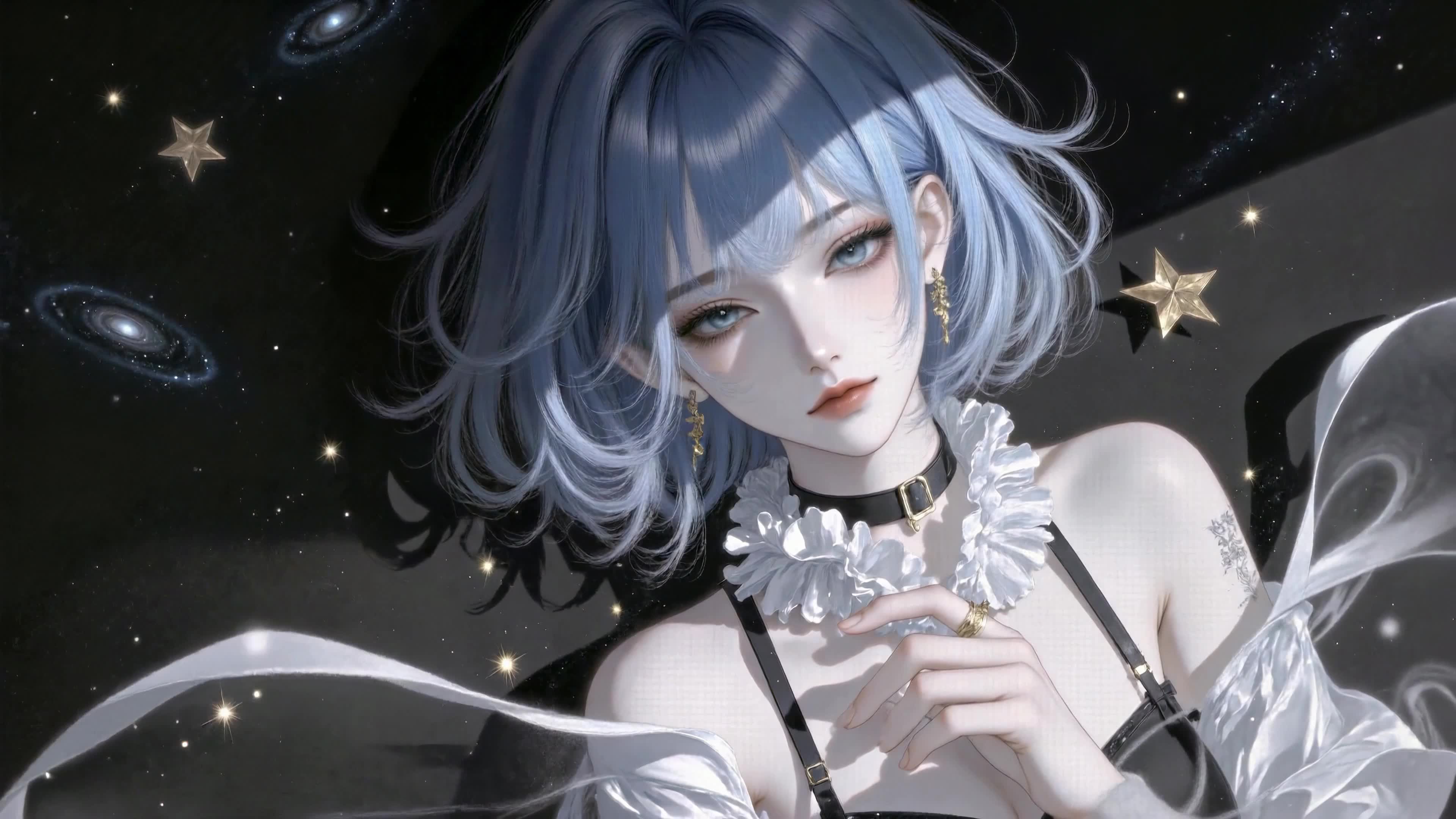 蓝发星空少女