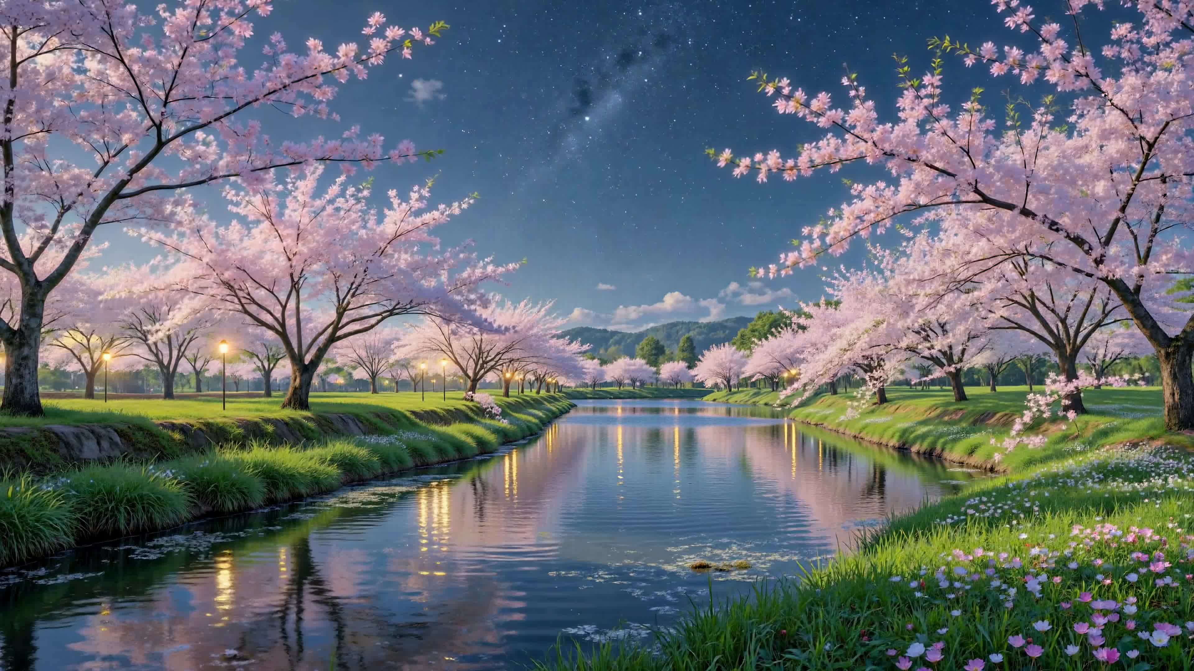 星空河畔樱花林