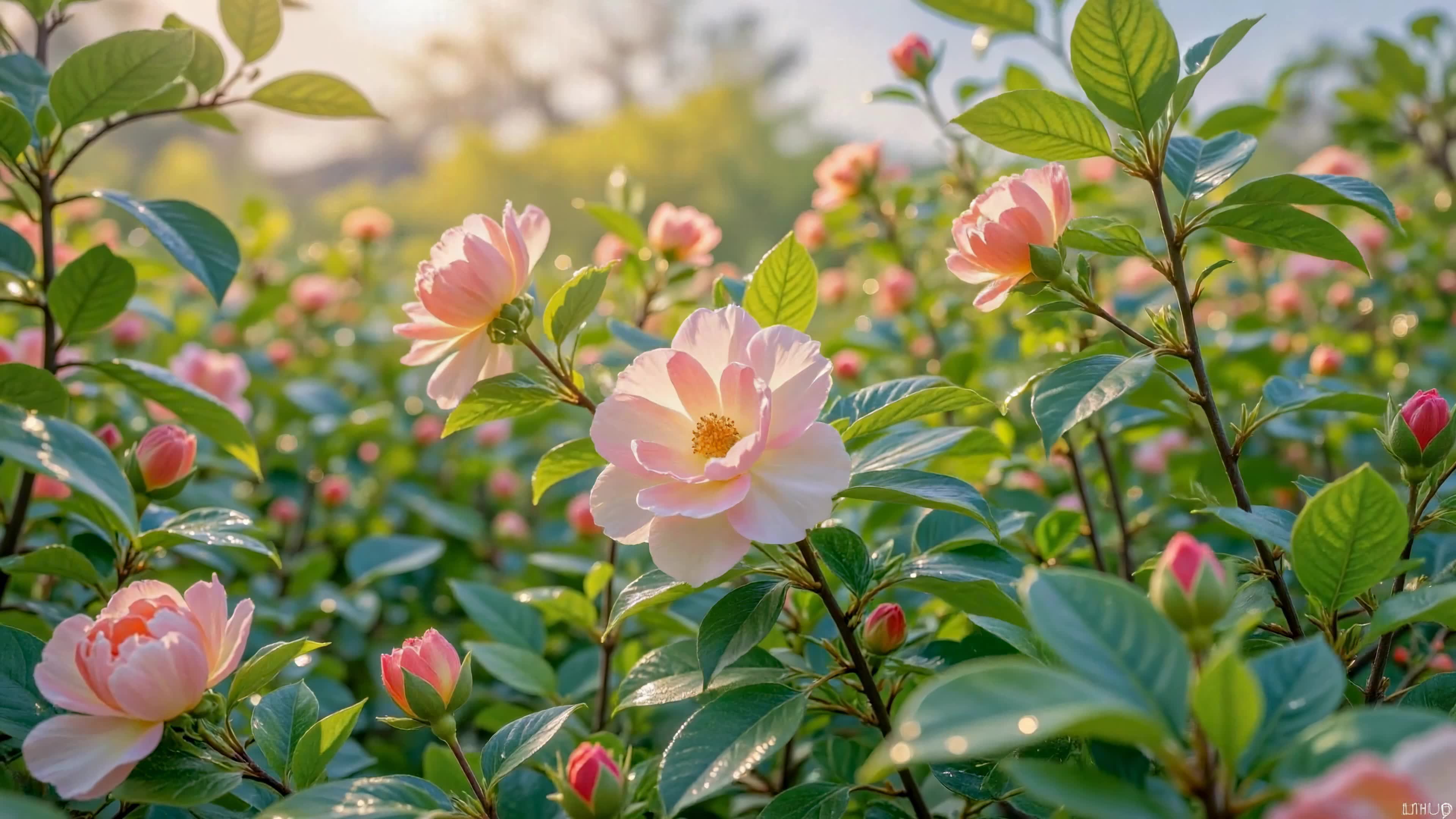 晴日粉花漫野