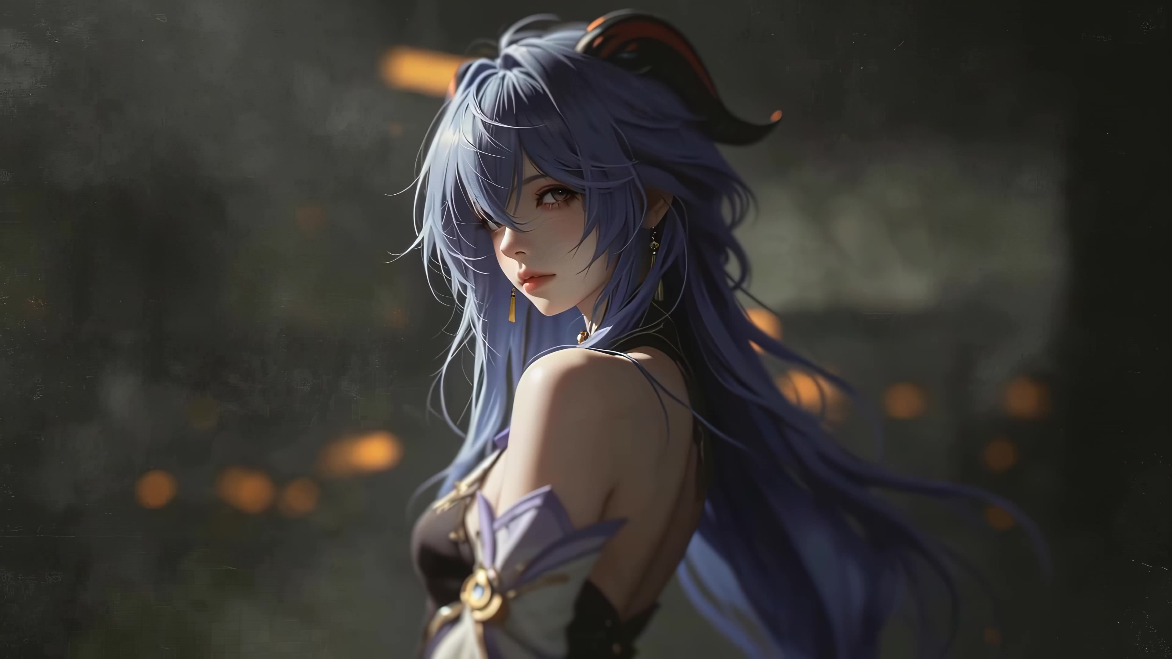 蓝发美女