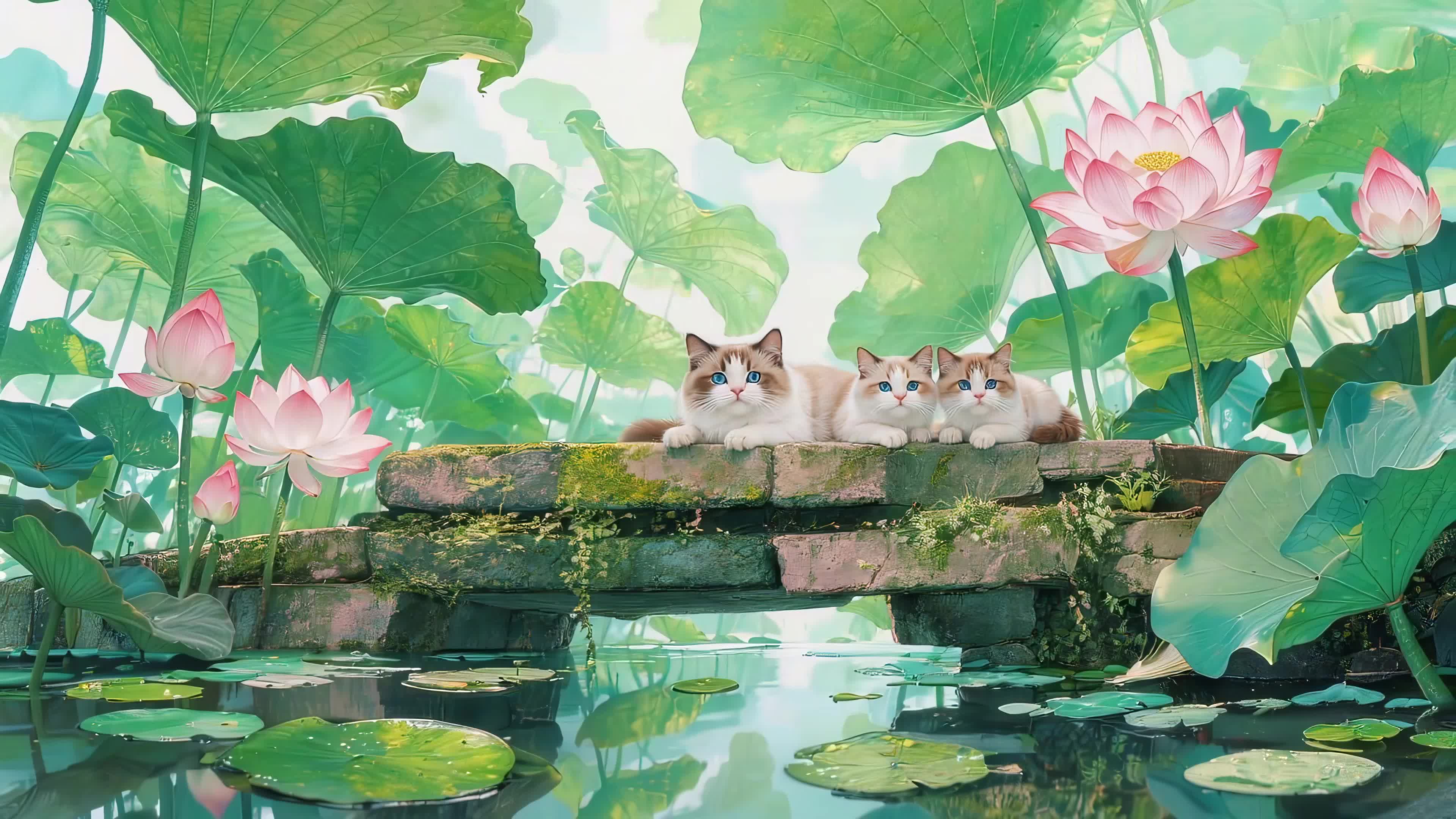 荷花池里的猫咪