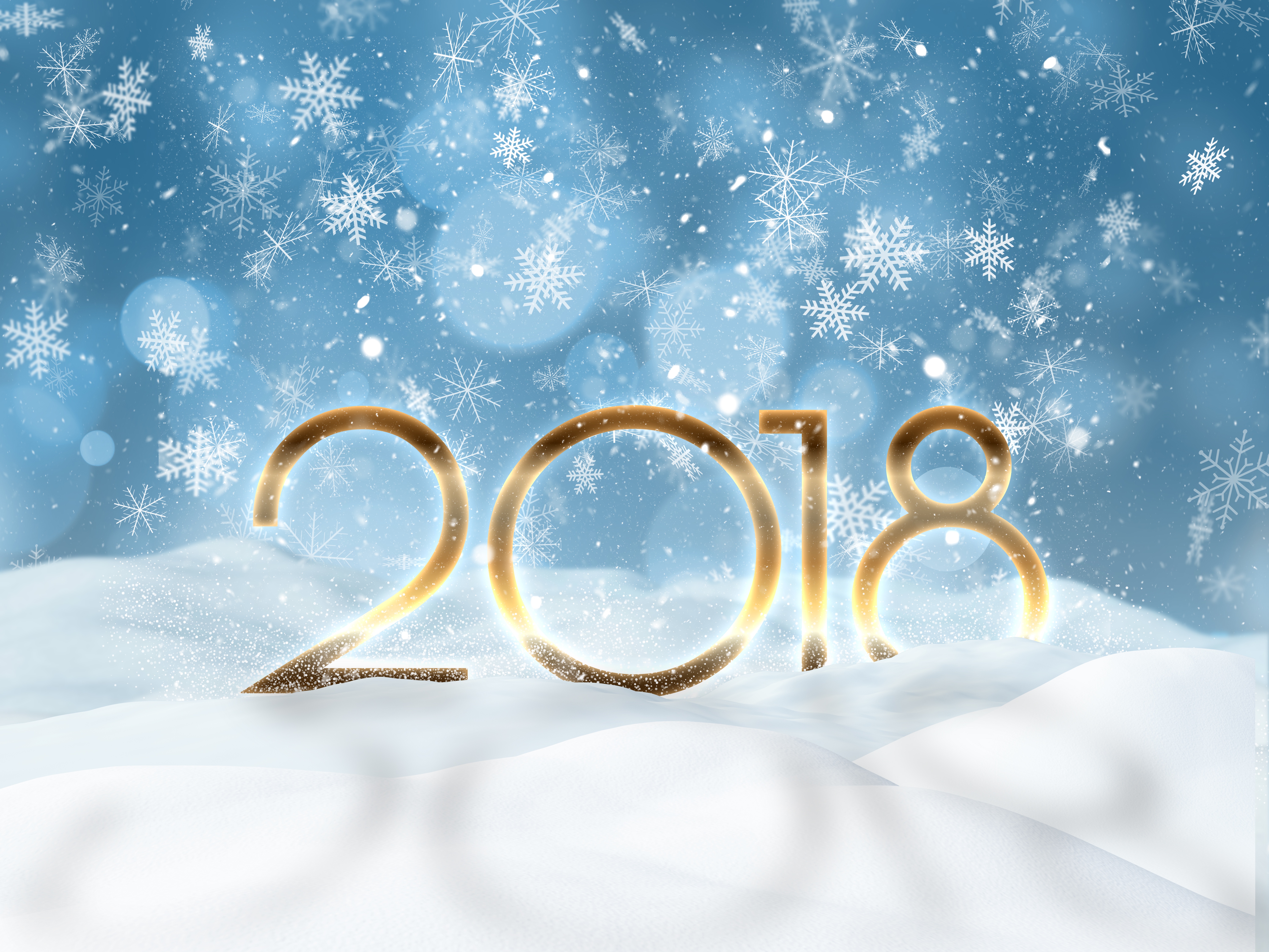 2018年新年快乐雪花6k壁