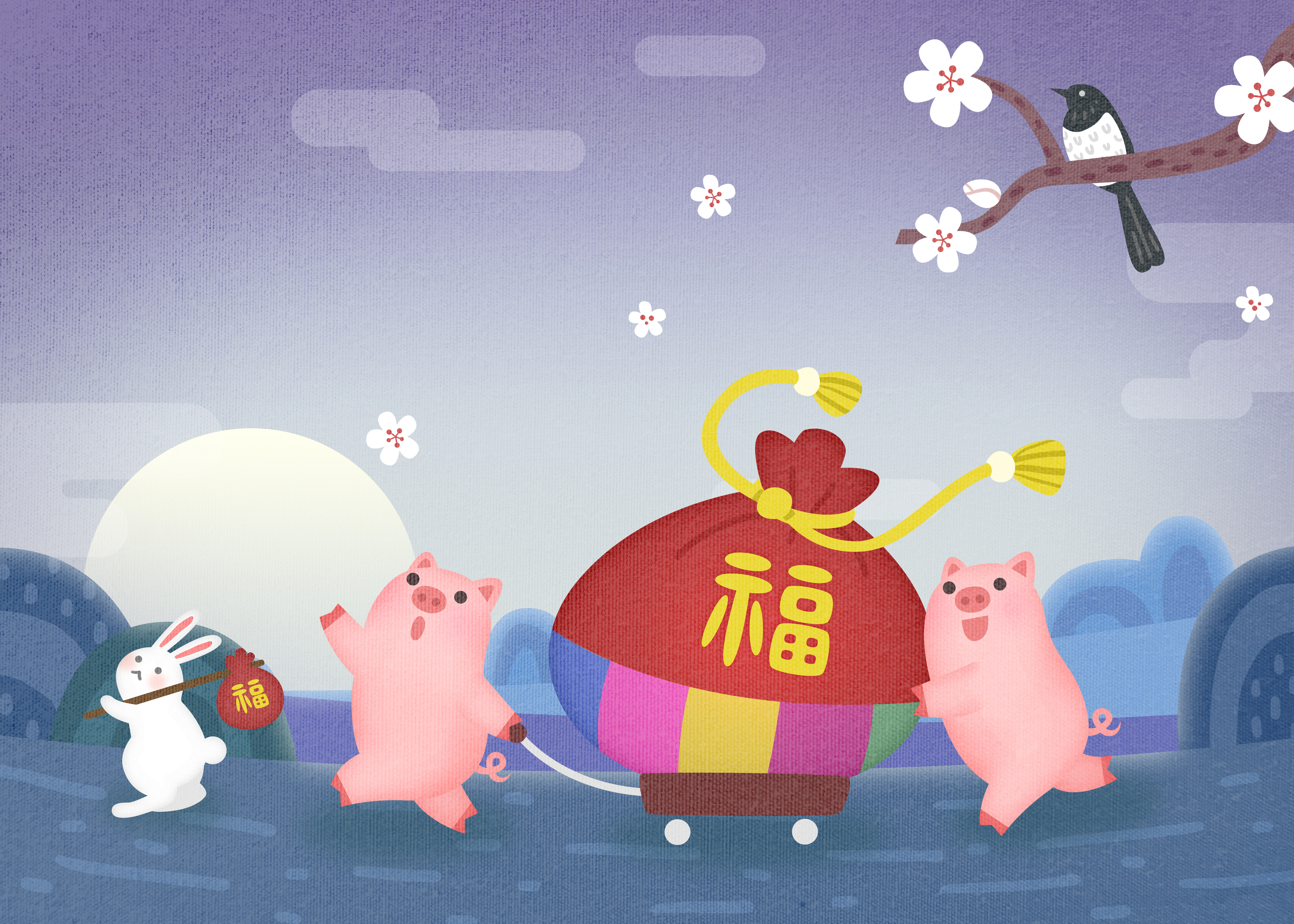2019猪年清新设计背景4k