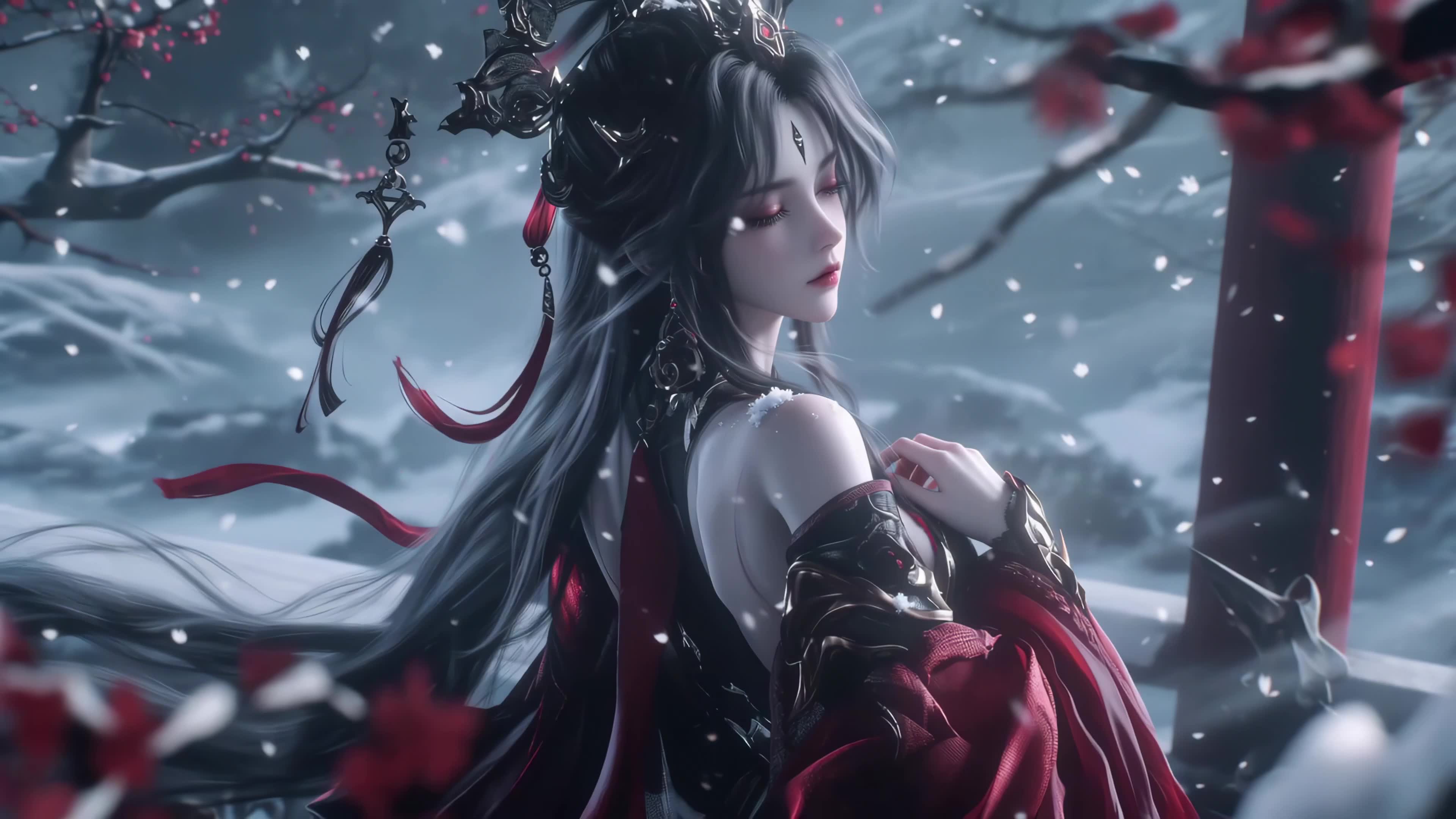 雪中古风美女