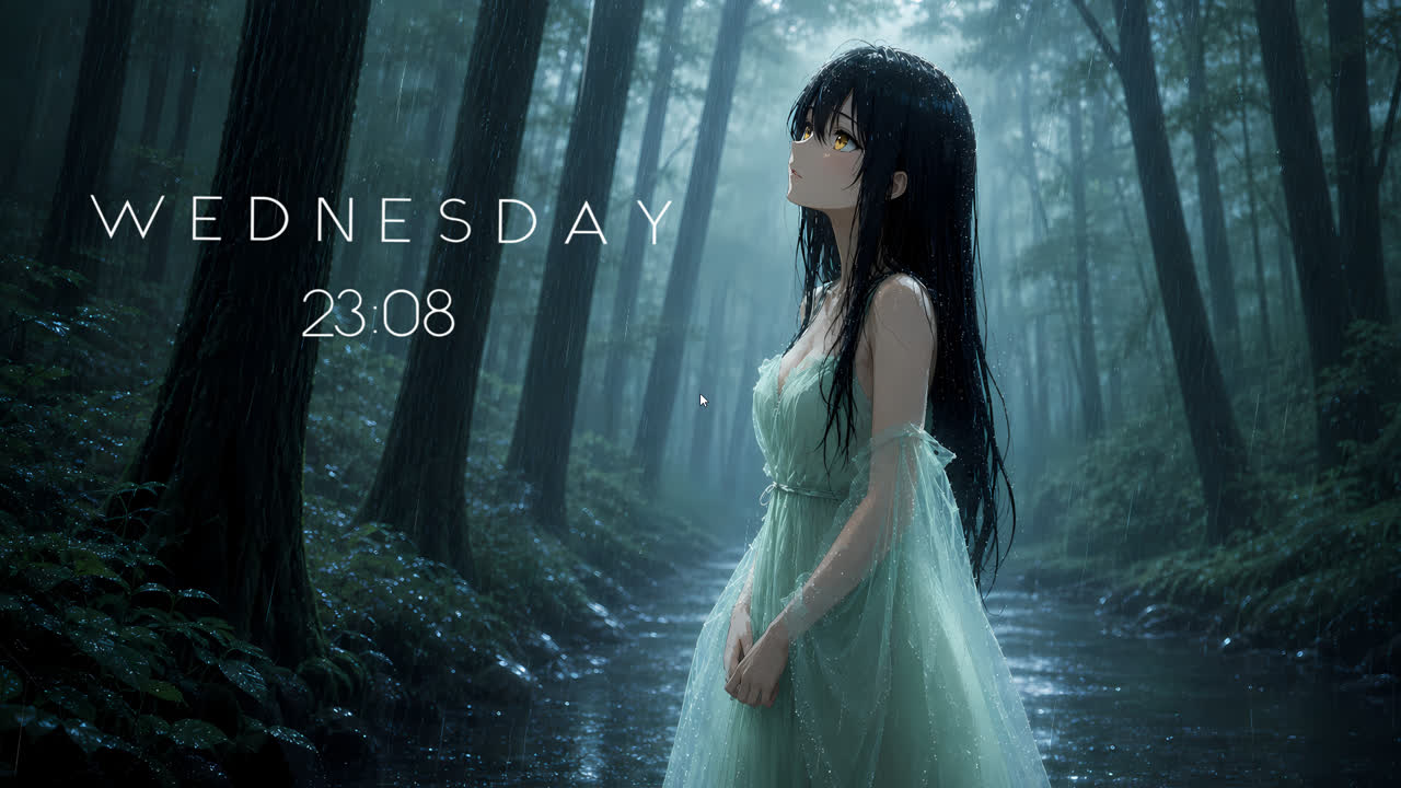 Anime girl ― Silent Rainfall in the Woods  ― アニメの少女 ― 森に降る静かな雨