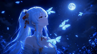 月下白发少女