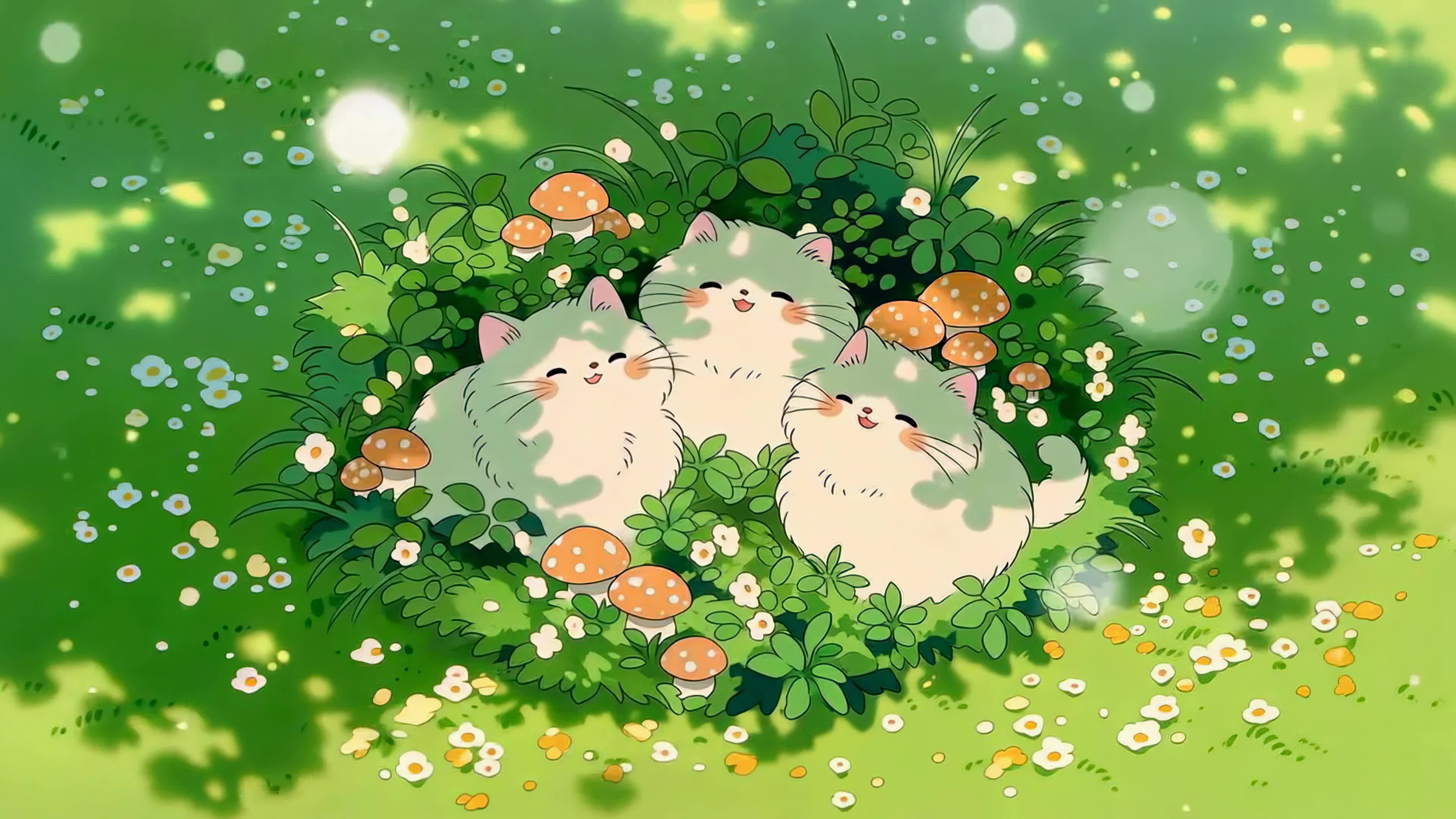 绿茵草丛萌猫咪