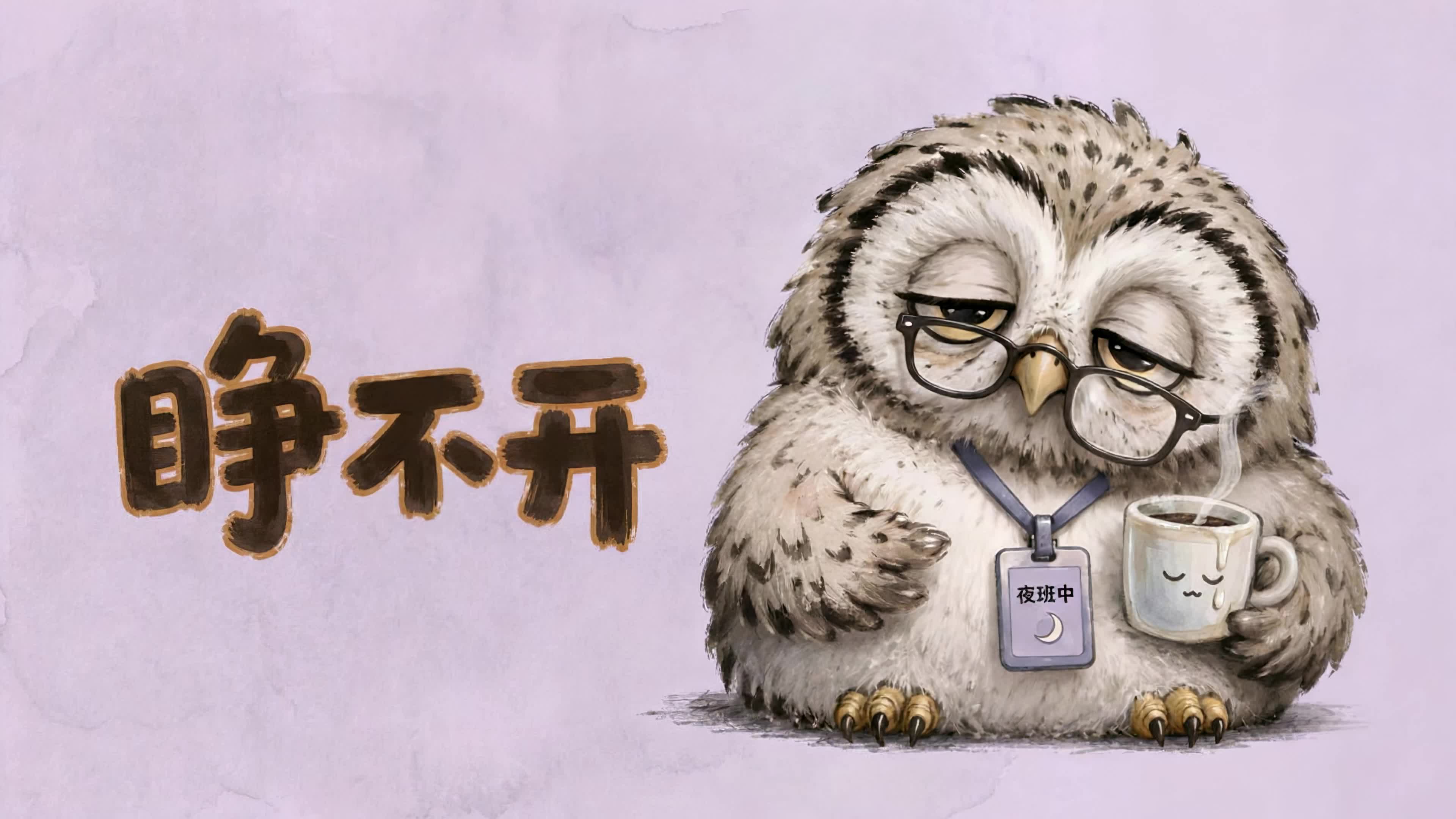 睁不开眼的夜班猫头鹰